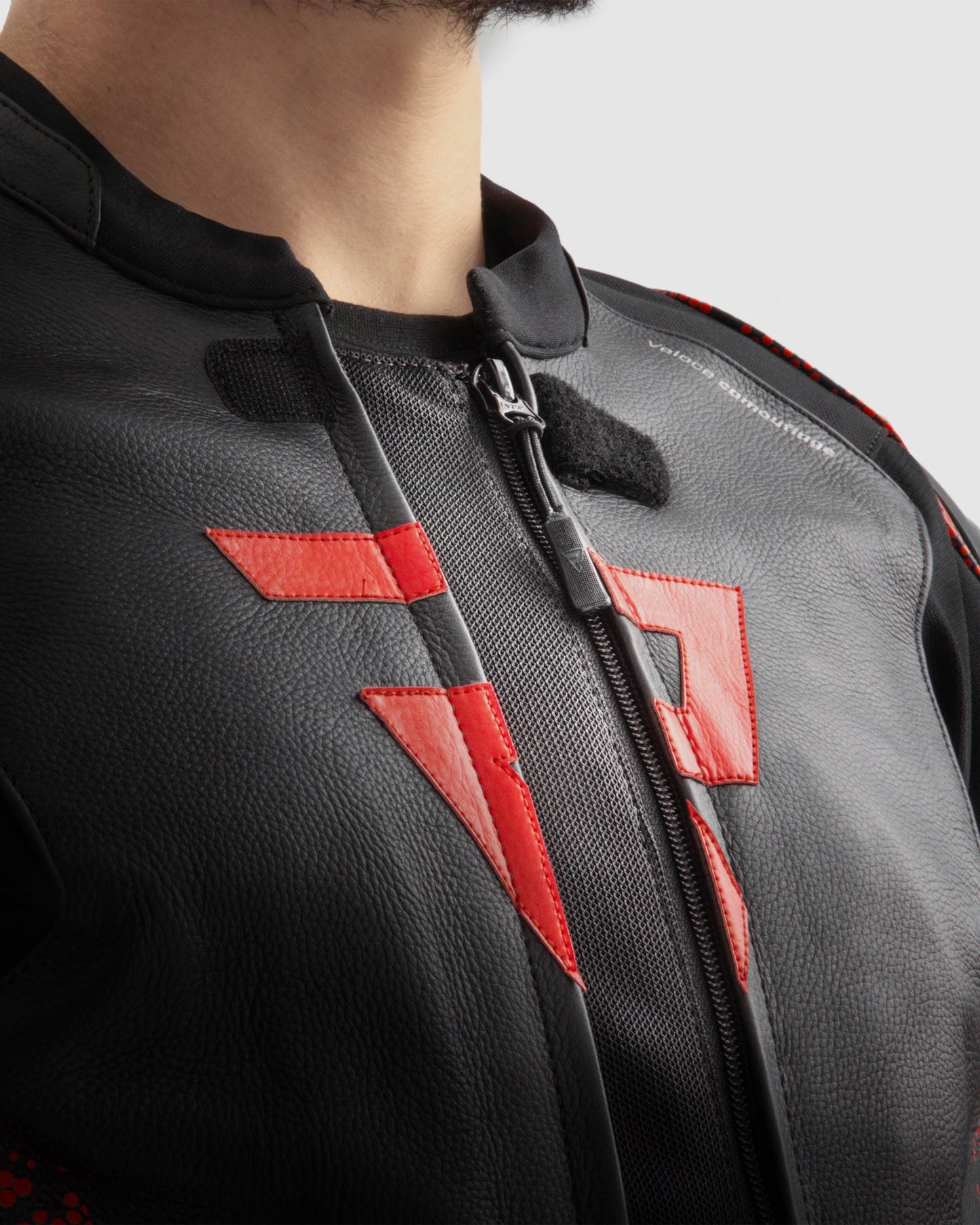 Veloce Leder-Motorradjacke Tarn Rot