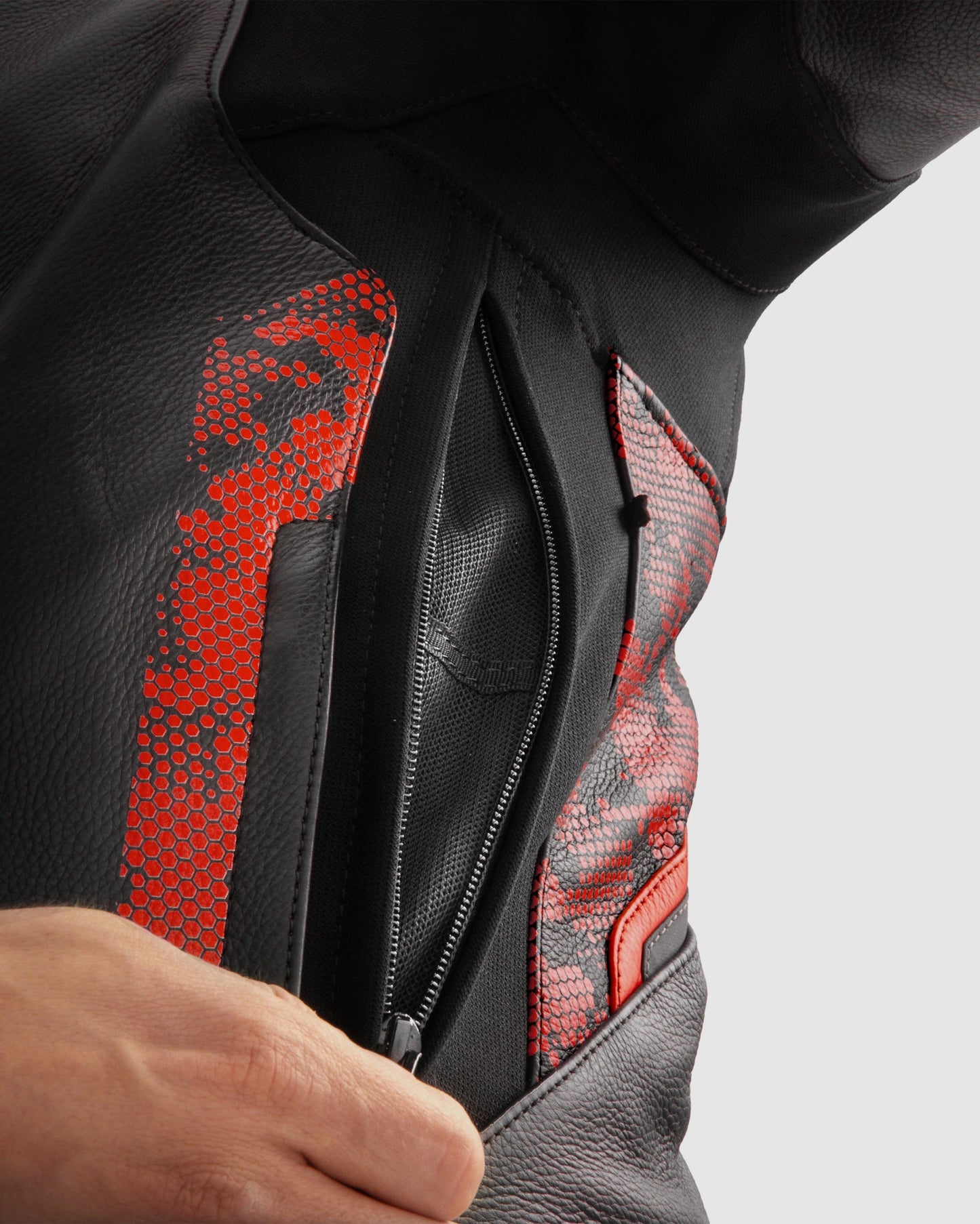 Veloce Leder-Motorradjacke Tarn Rot