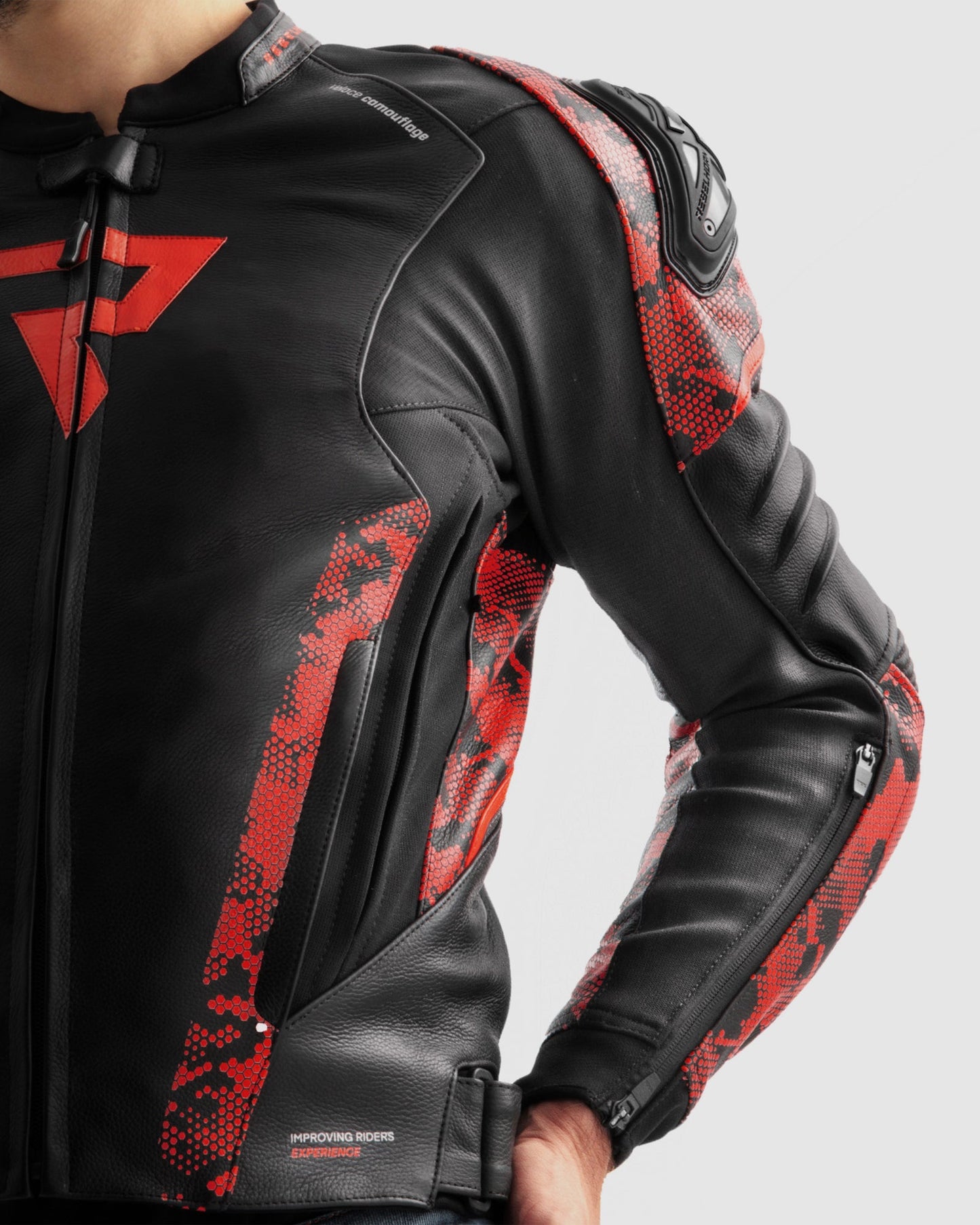 Veloce Leder-Motorradjacke Tarn Rot