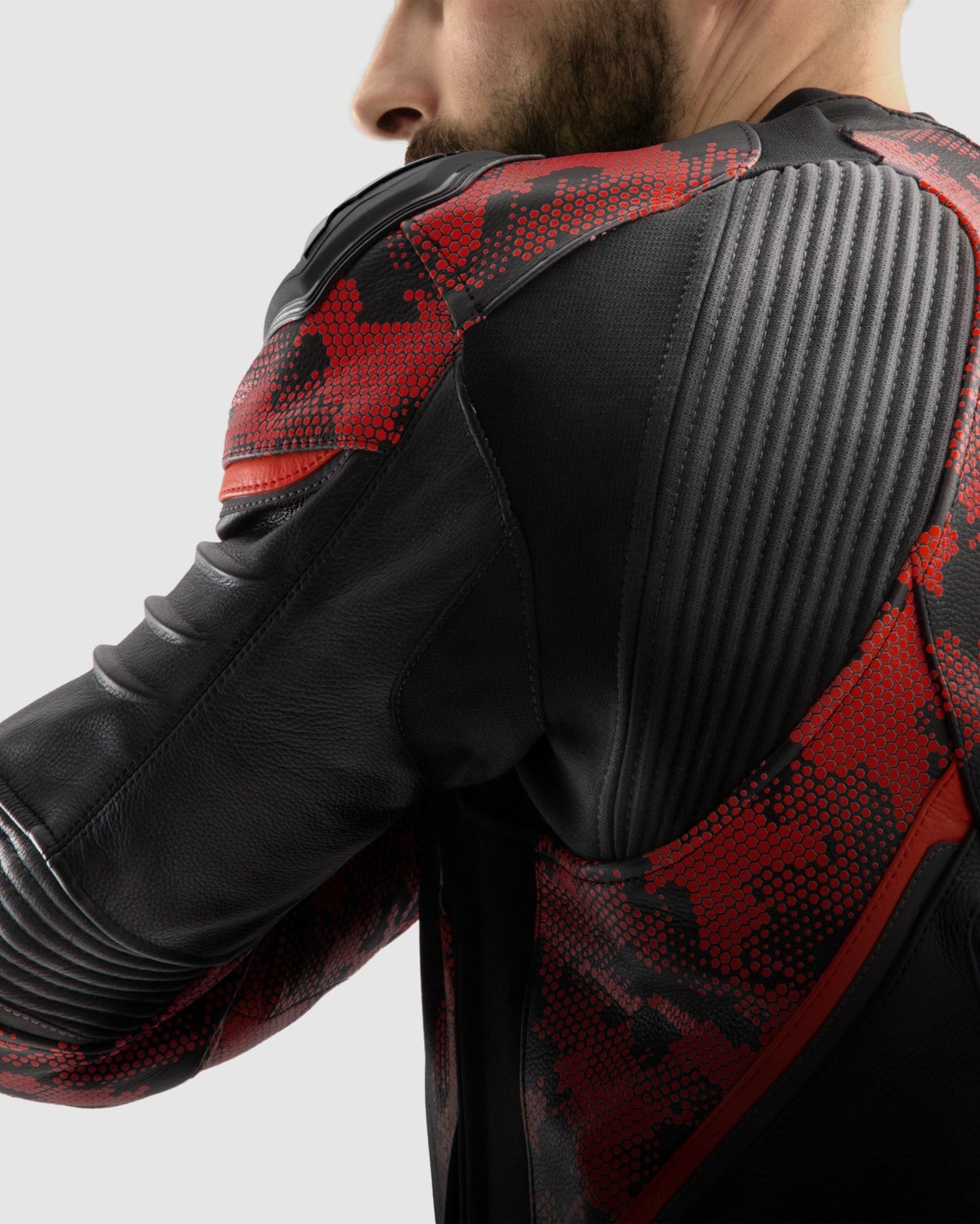 Veloce Leder-Motorradjacke Tarn Rot