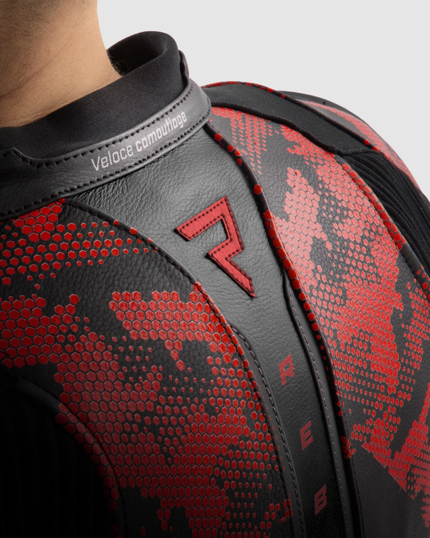 Veloce Leder-Motorradjacke Tarn Rot