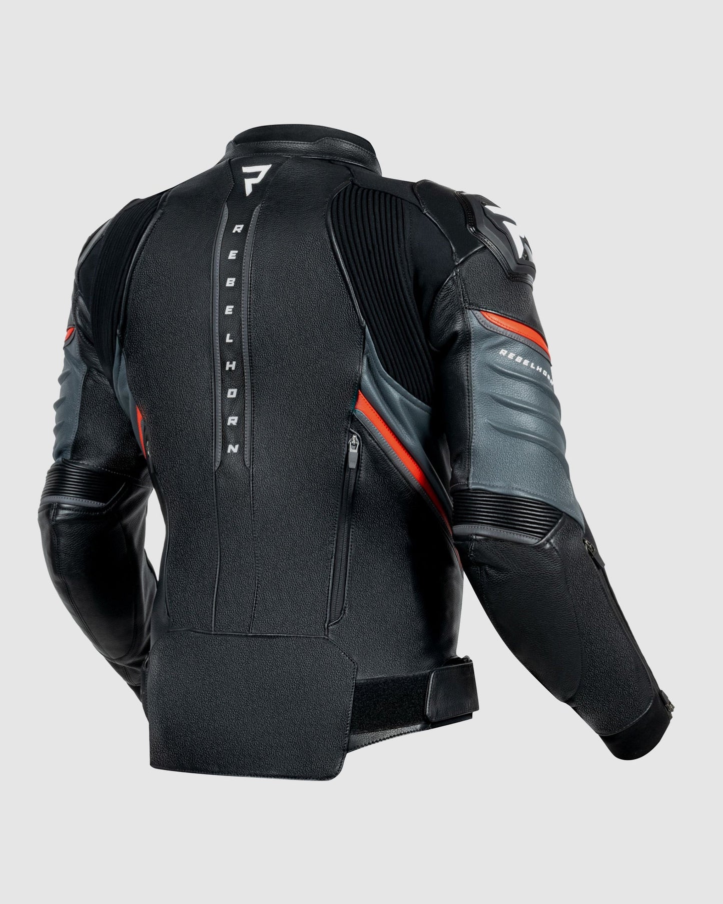 Veloce Leder-Motorradjacke Grau Rot