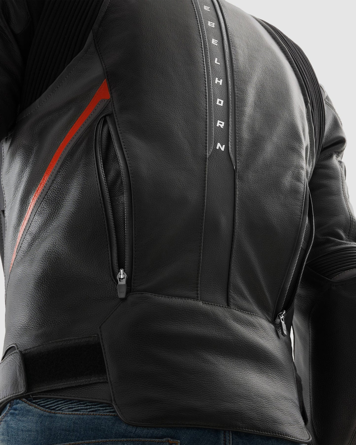 Veloce Leder-Motorradjacke Grau Rot