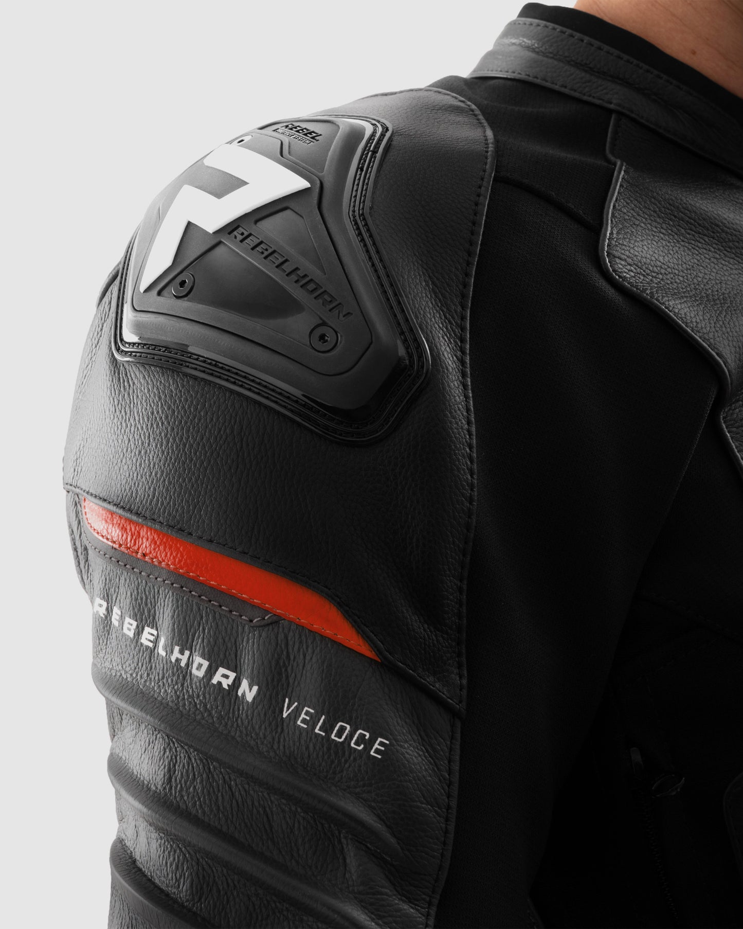 Veloce Leder-Motorradjacke Grau Rot