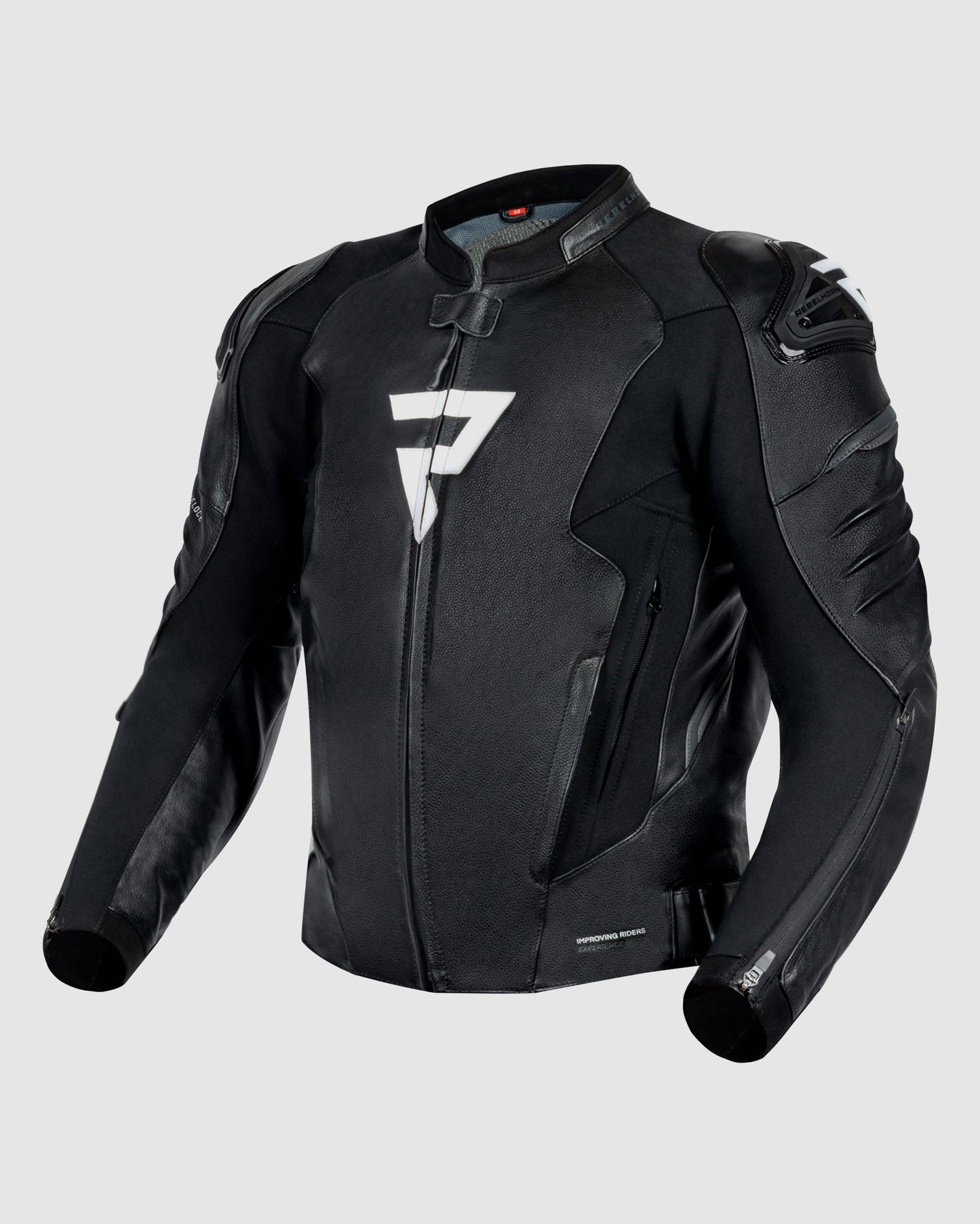 Veloce Leder-Motorradjacke Schwarz Weiß