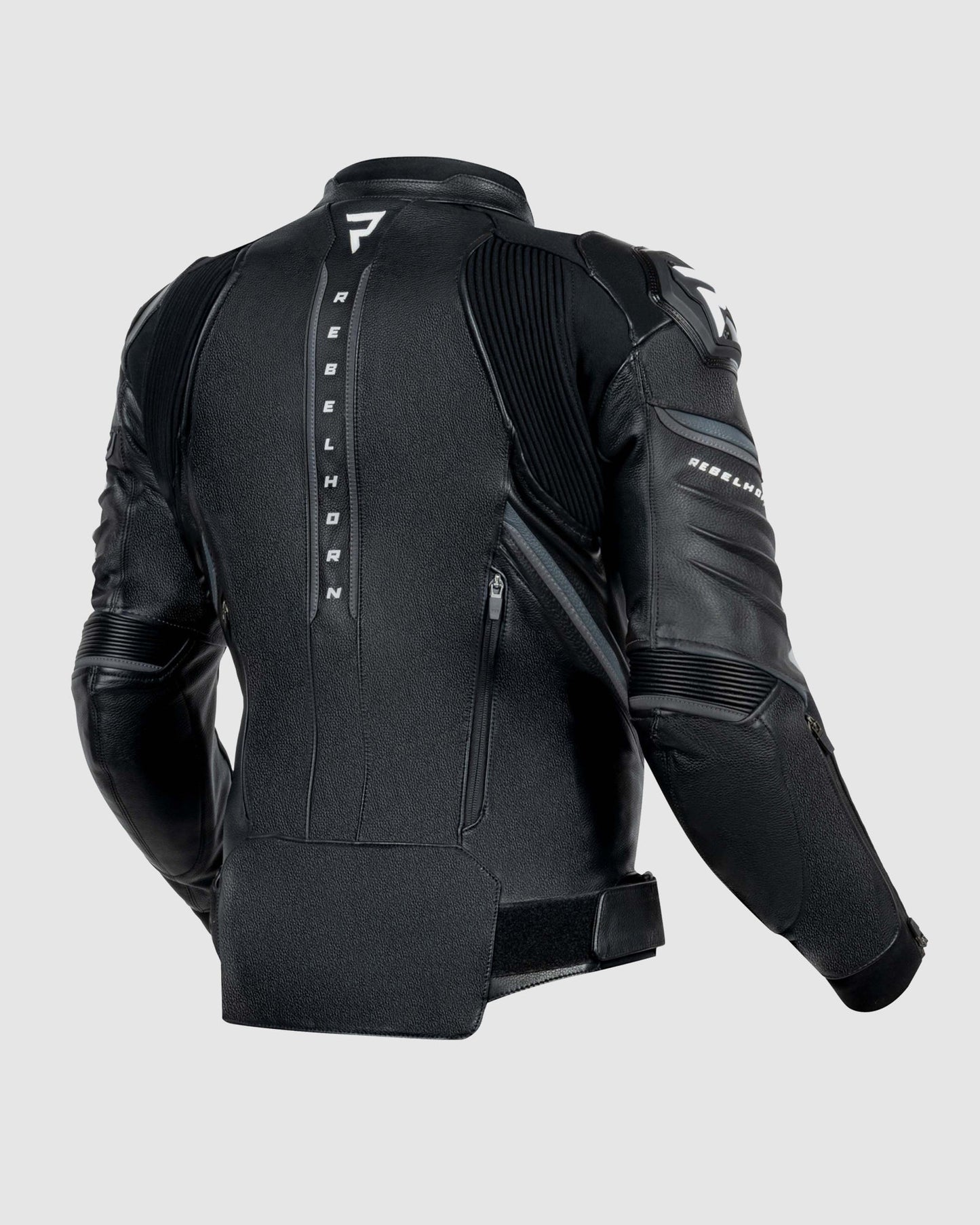 Veloce Leder-Motorradjacke Schwarz Weiß