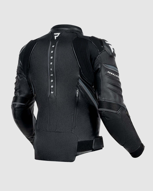 Veloce Leder-Motorradjacke Schwarz Weiß