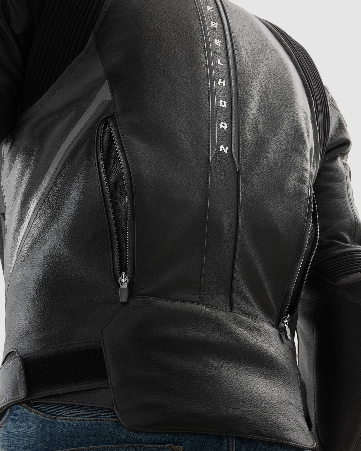 Veloce Leder-Motorradjacke Schwarz Weiß