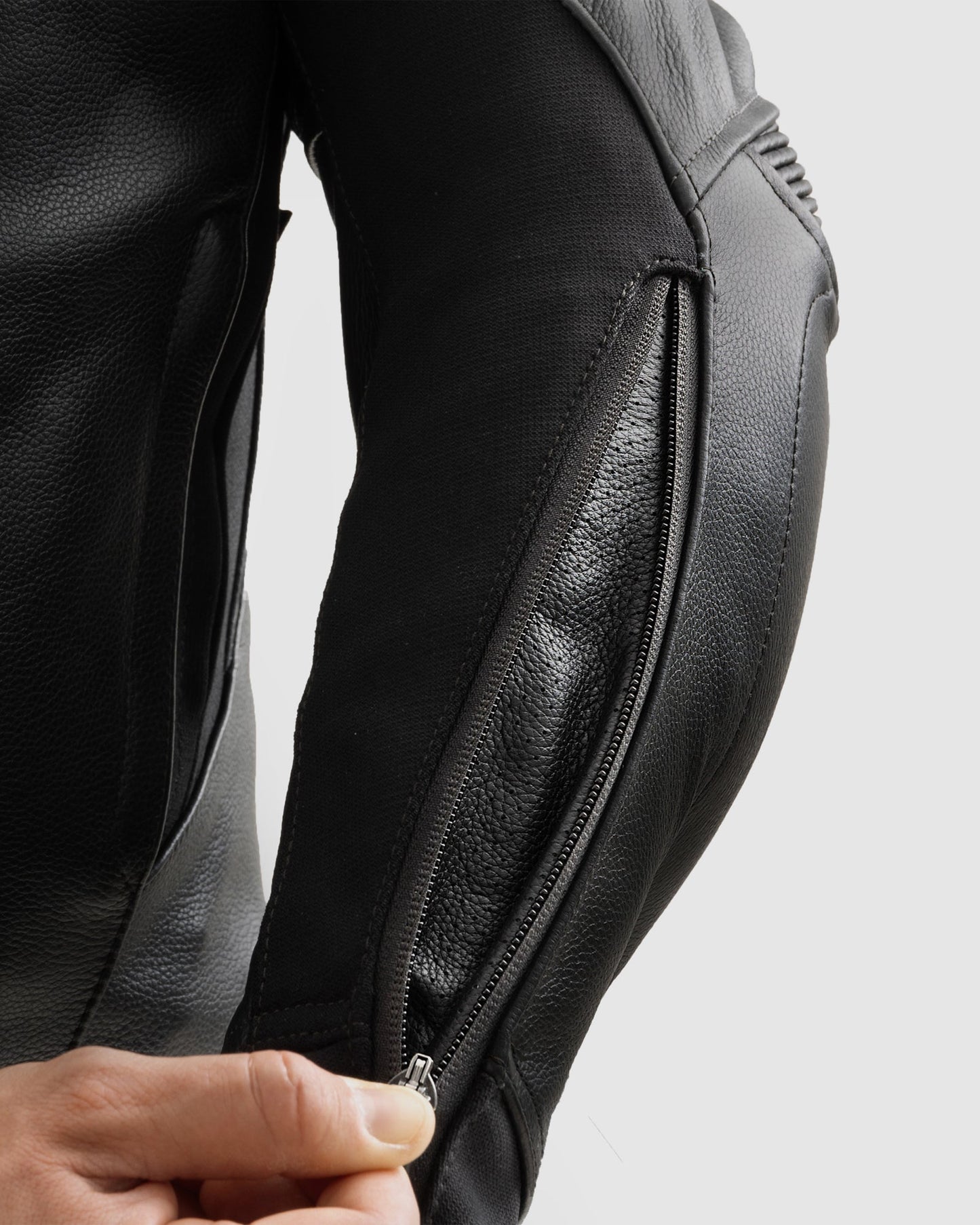 Veloce Leder-Motorradjacke Schwarz Weiß