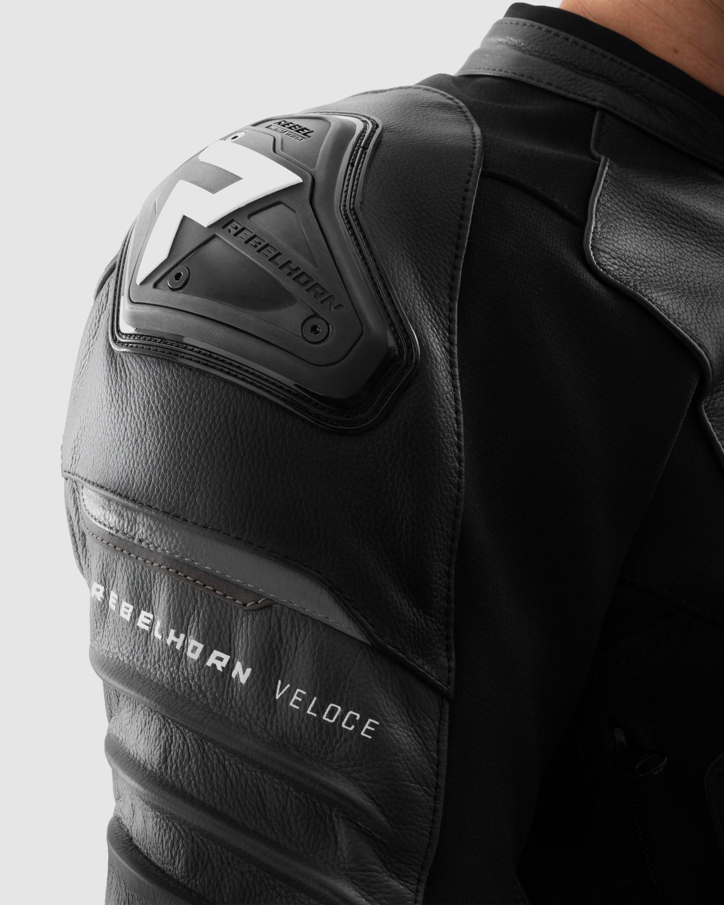 Veloce Leder-Motorradjacke Schwarz Weiß