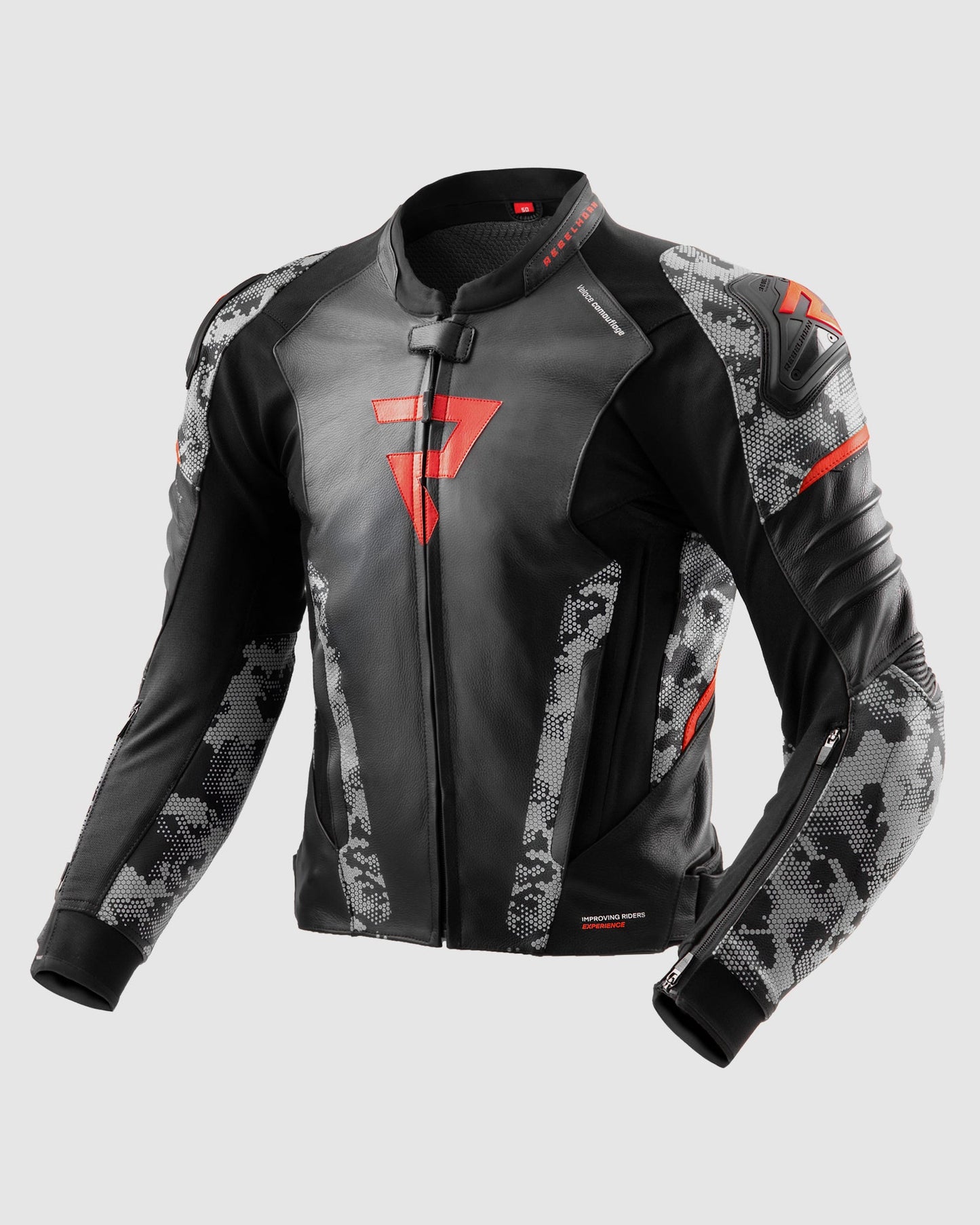 Veloce Leder-Motorradjacke Tarn Grau