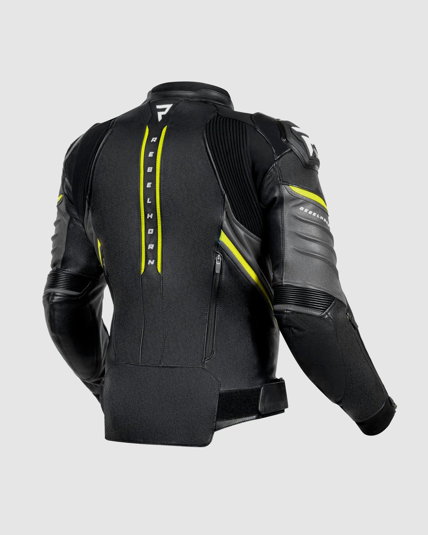 Veloce Leder-Motorradjacke Neongelb
