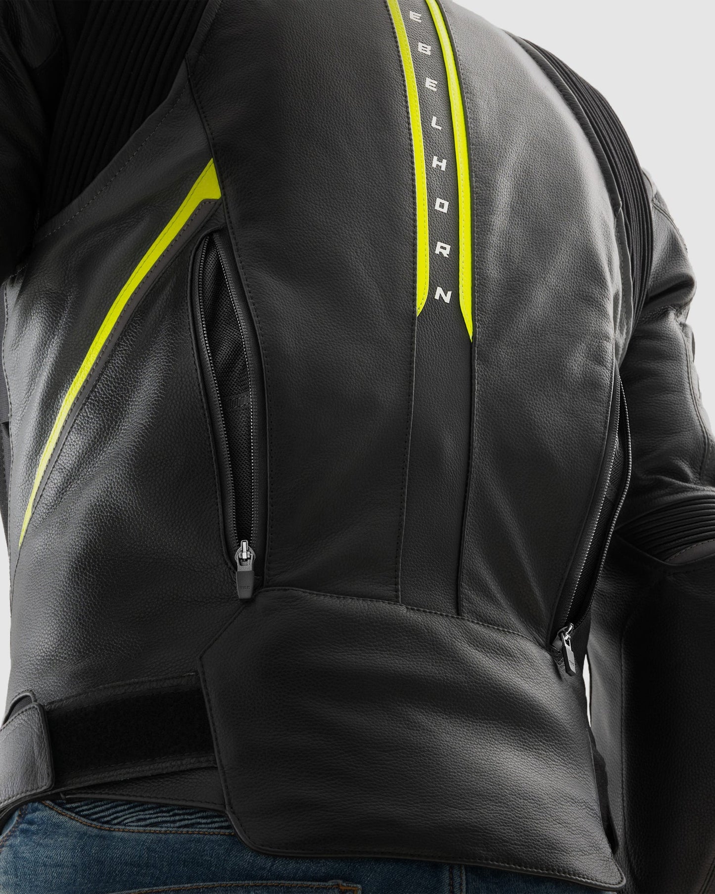Veloce Leder-Motorradjacke Neongelb