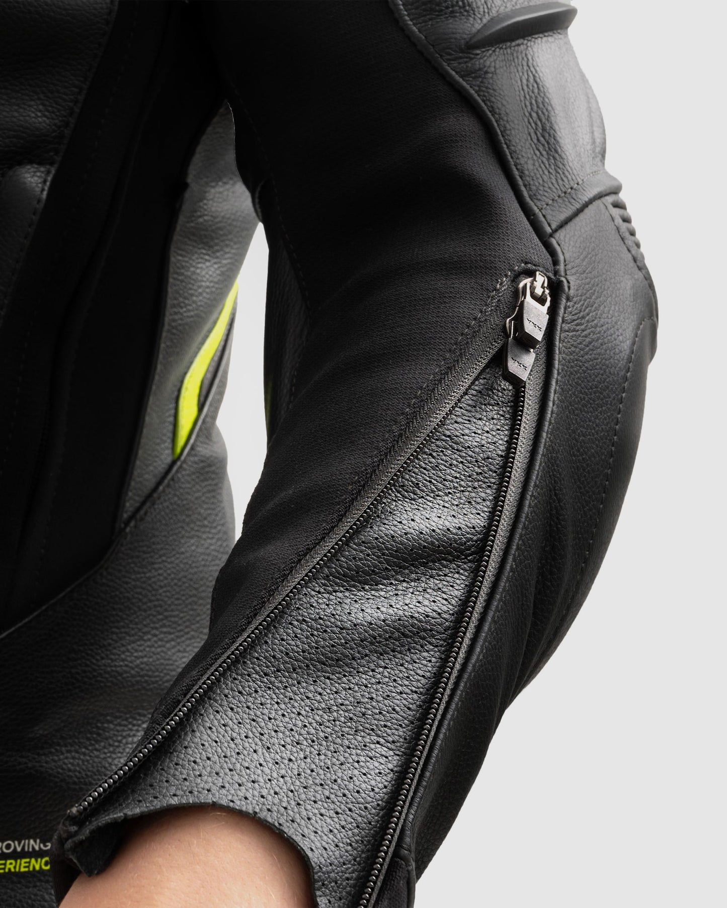 Veloce Leder-Motorradjacke Neongelb