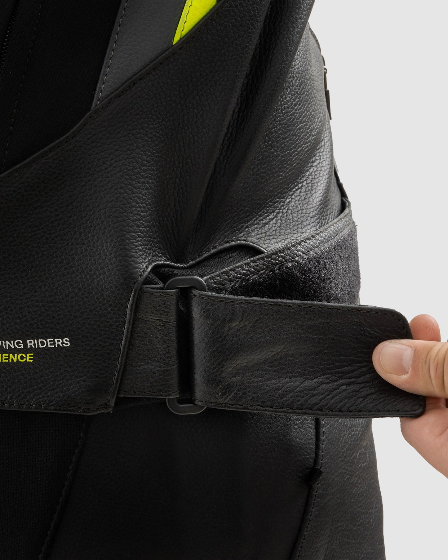 Veloce Leder-Motorradjacke Neongelb