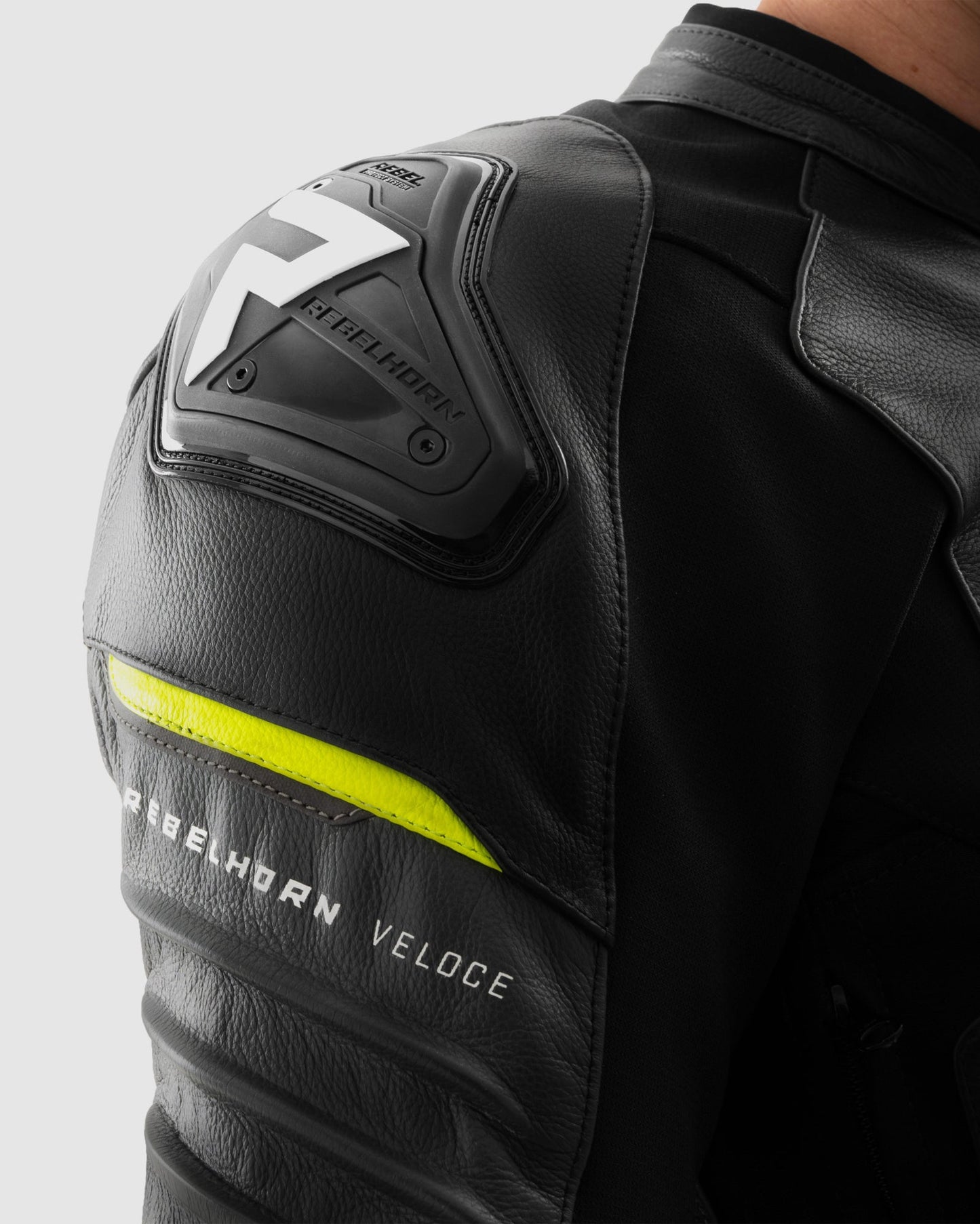 Veloce Leder-Motorradjacke Neongelb