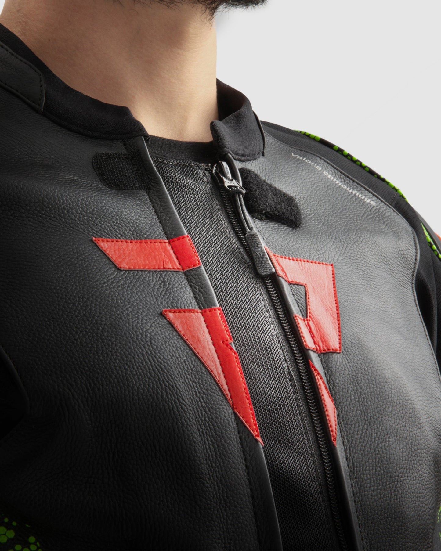 Veloce Leder-Motorradjacke Tarn Grün