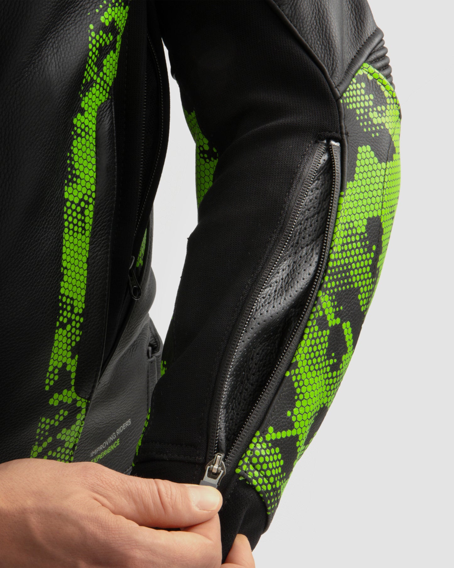 Veloce Leder-Motorradjacke Tarn Grün