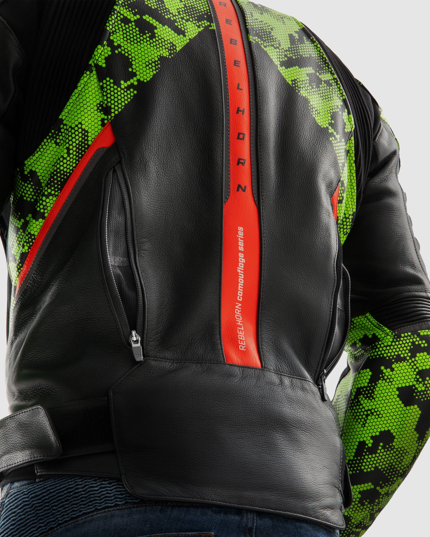 Veloce Leder-Motorradjacke Tarn Grün