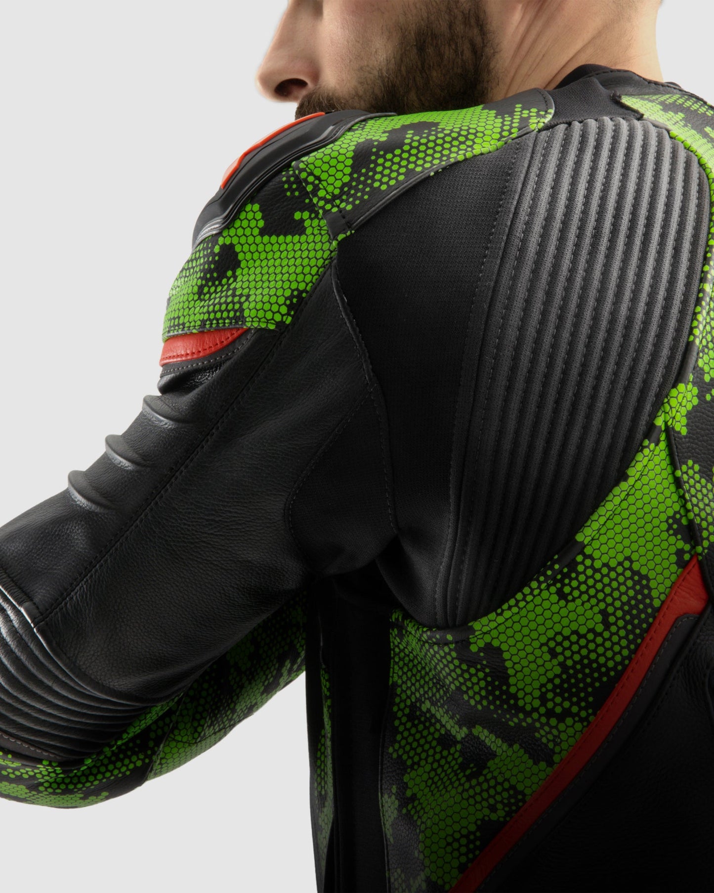 Veloce Leder-Motorradjacke Tarn Grün