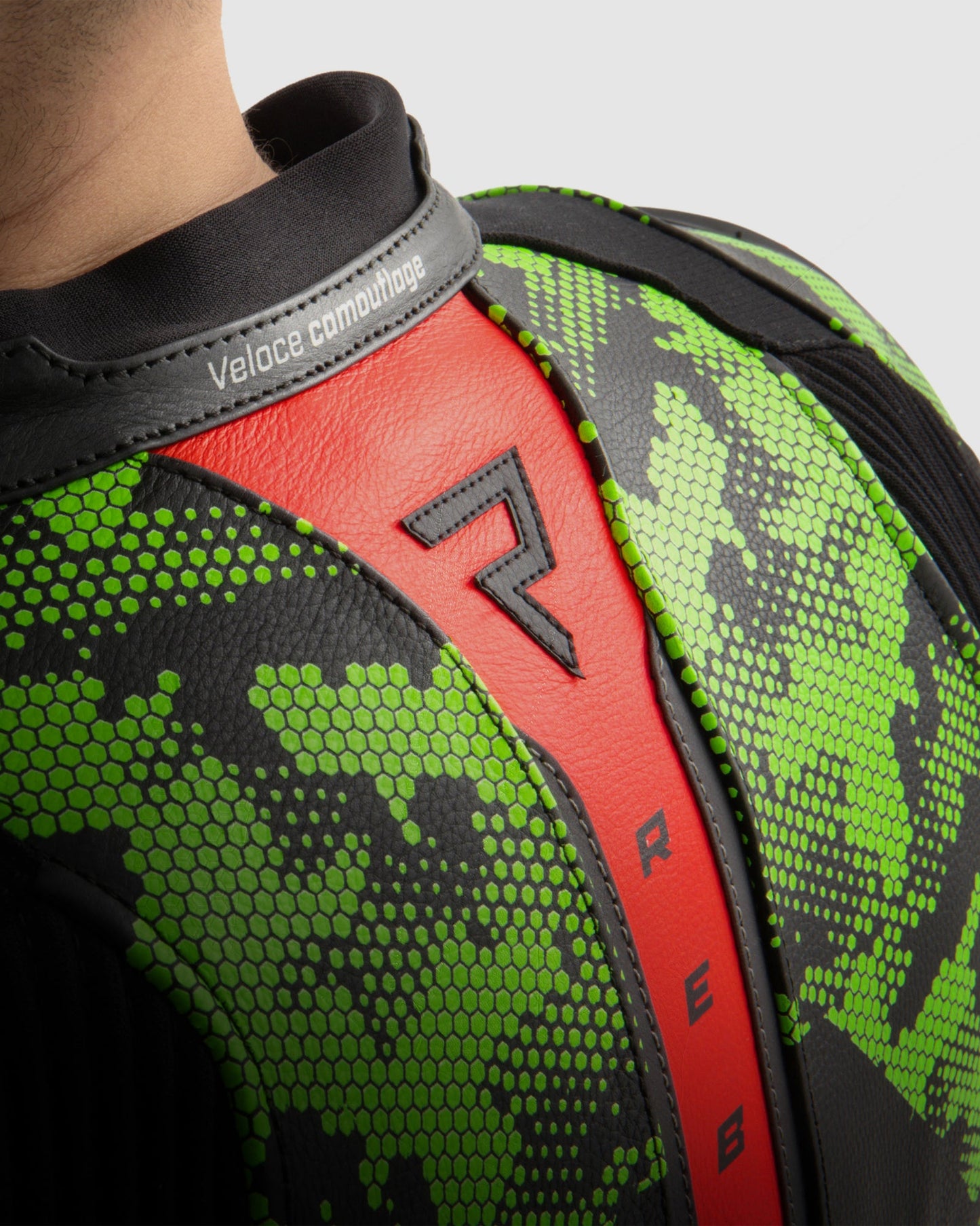 Veloce Leder-Motorradjacke Tarn Grün