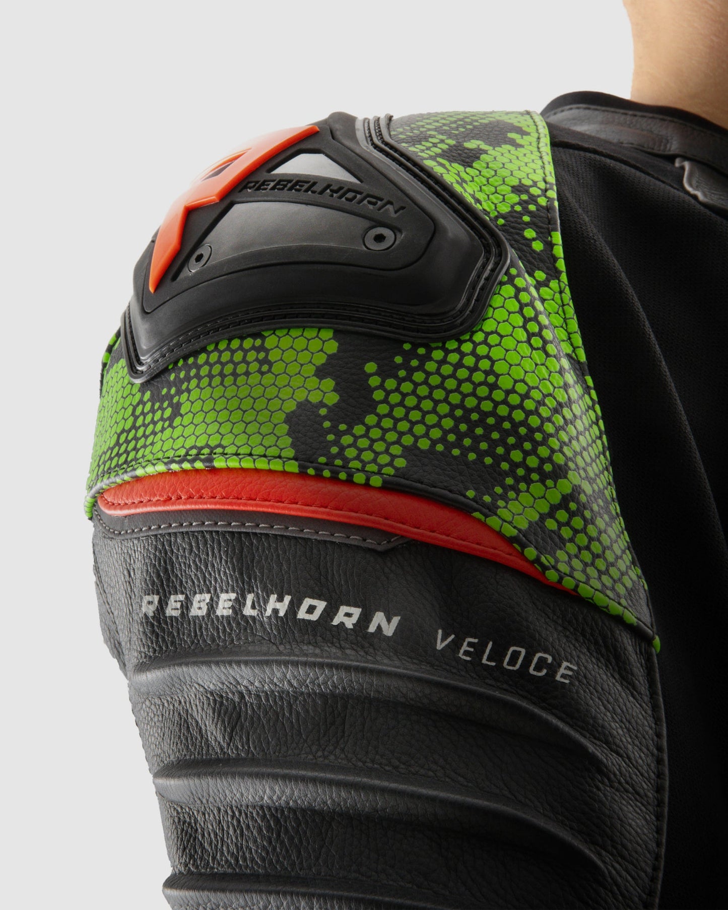 Veloce Leder-Motorradjacke Tarn Grün