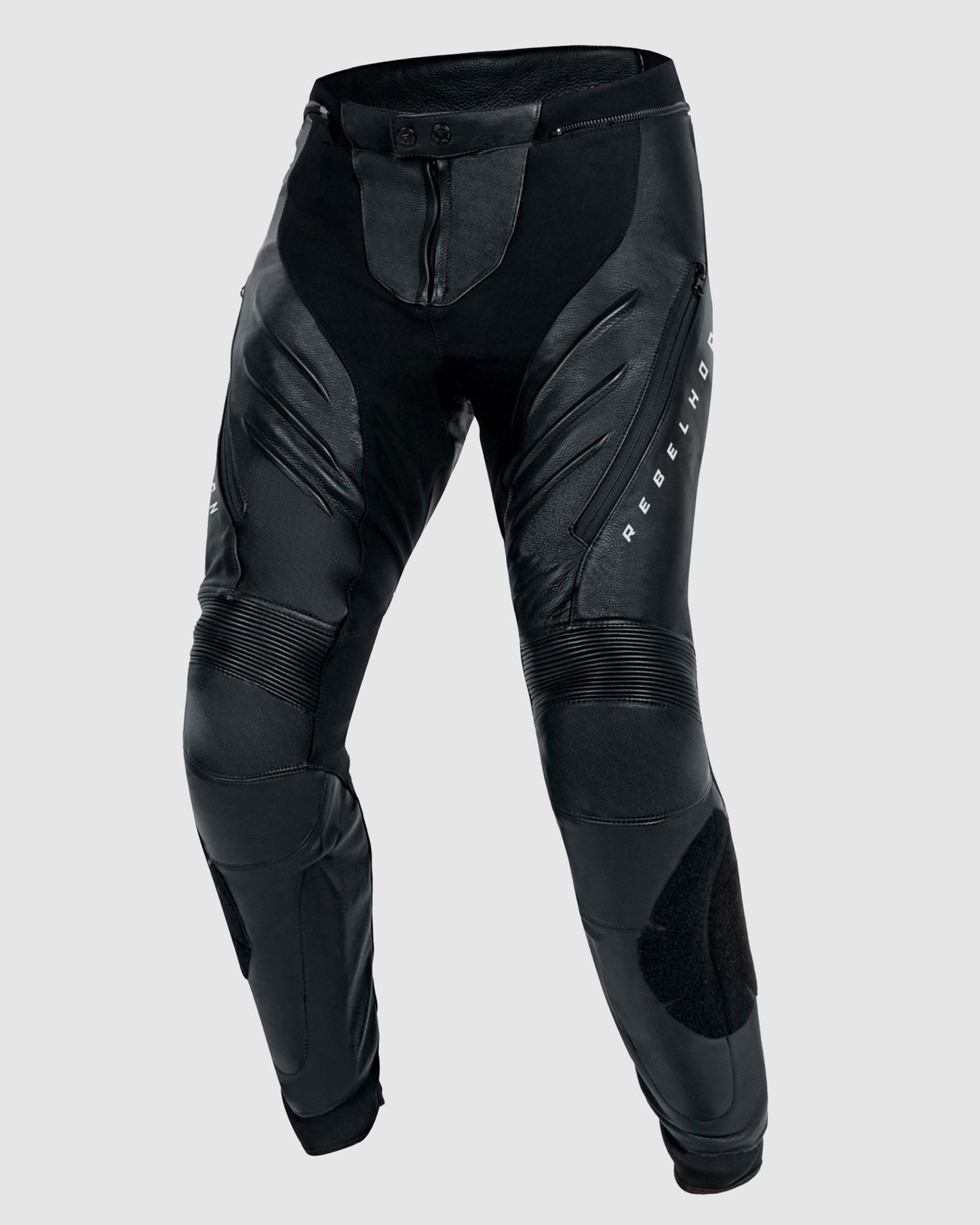 Veloce Leder-Motorradhose Schwarz