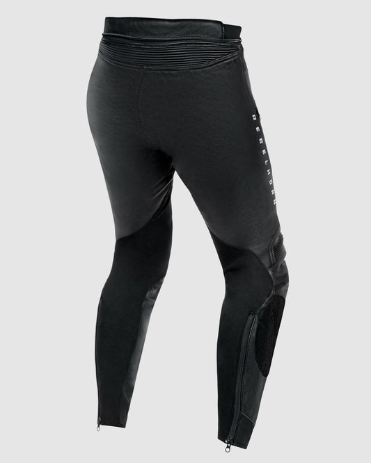 Veloce Leder-Motorradhose Schwarz