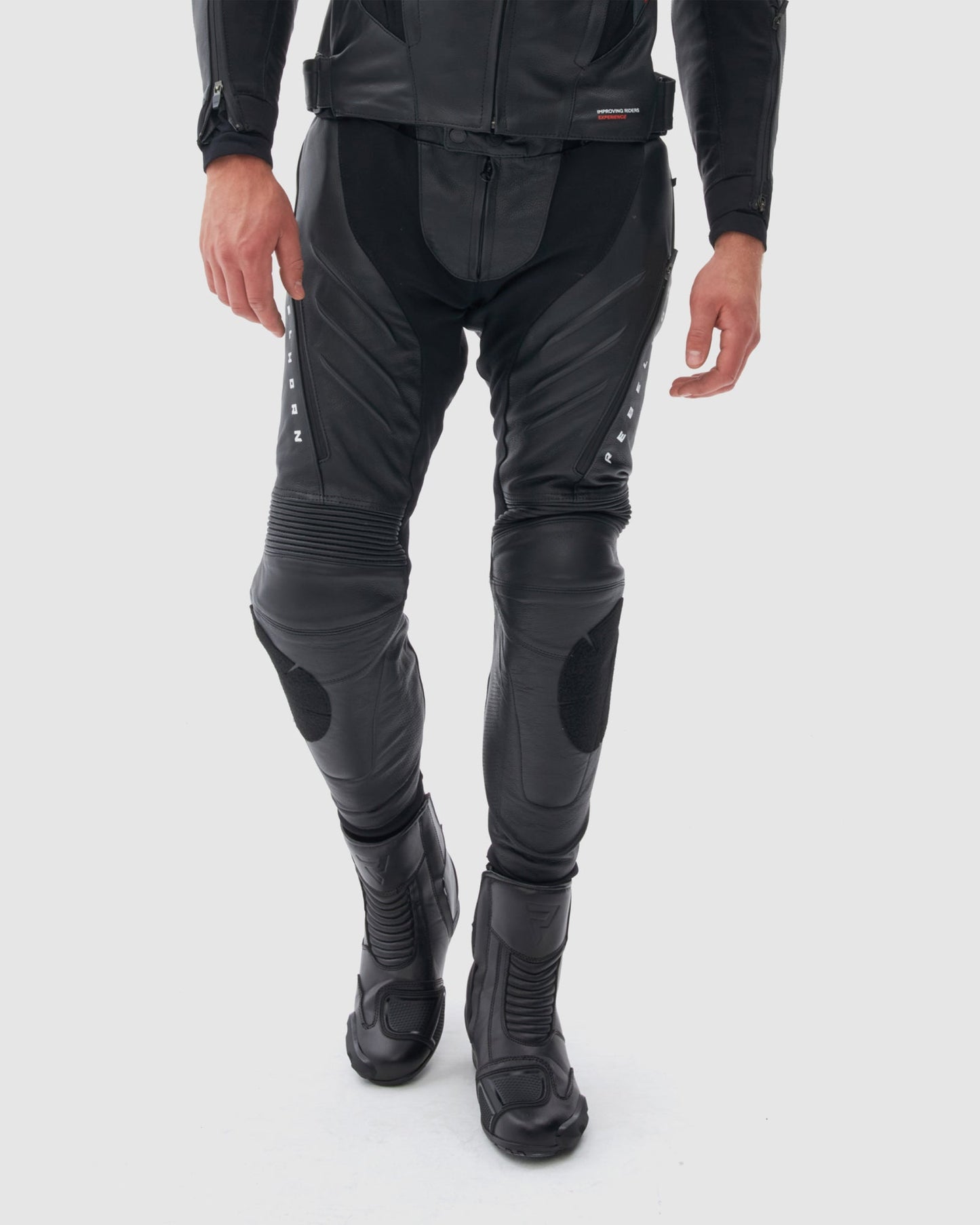 Veloce Leder-Motorradhose Schwarz