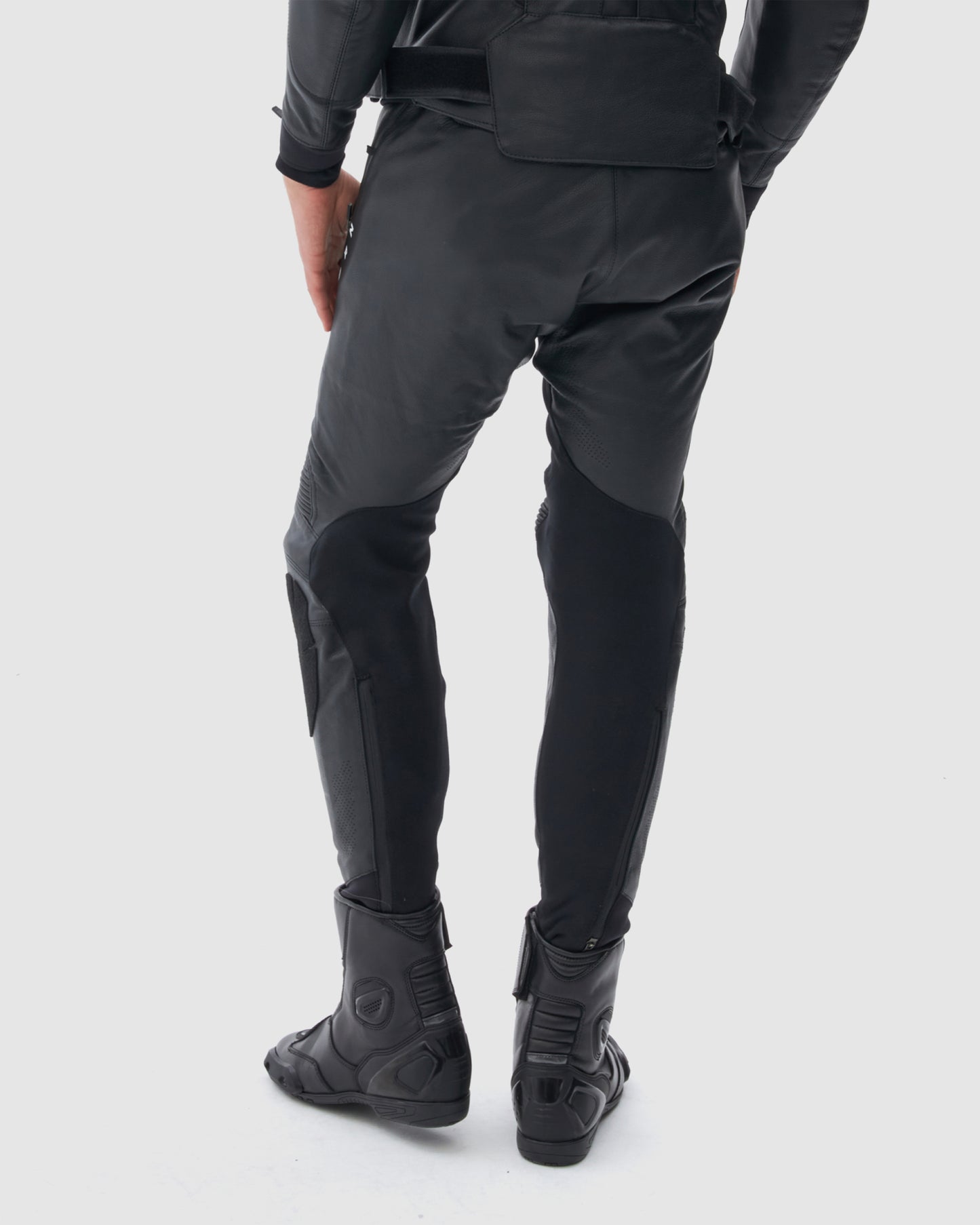 Veloce Leder-Motorradhose Schwarz
