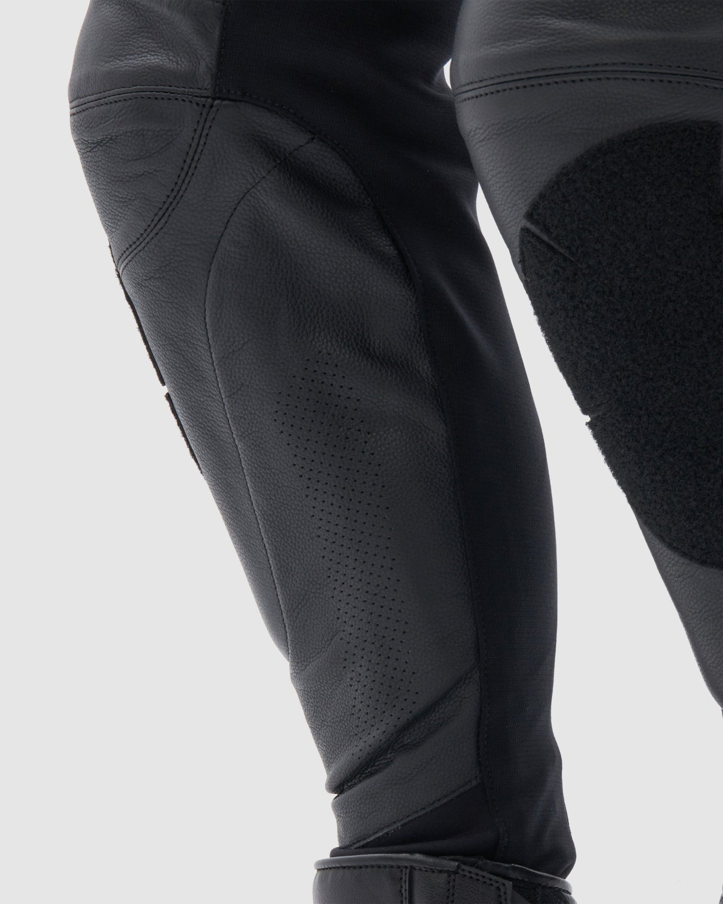 Veloce Leder-Motorradhose Schwarz