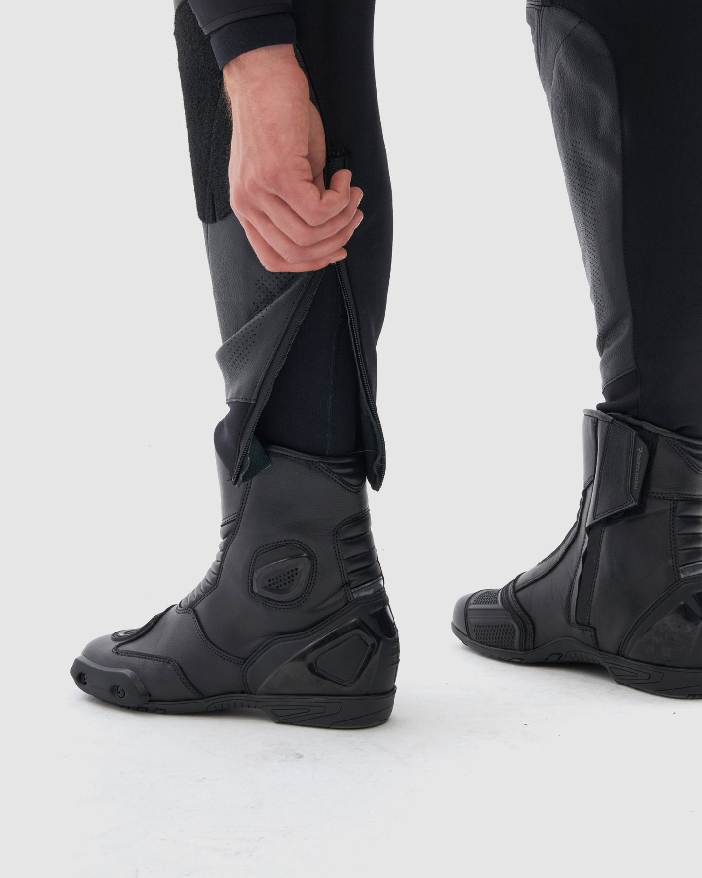 Veloce Leder-Motorradhose Schwarz