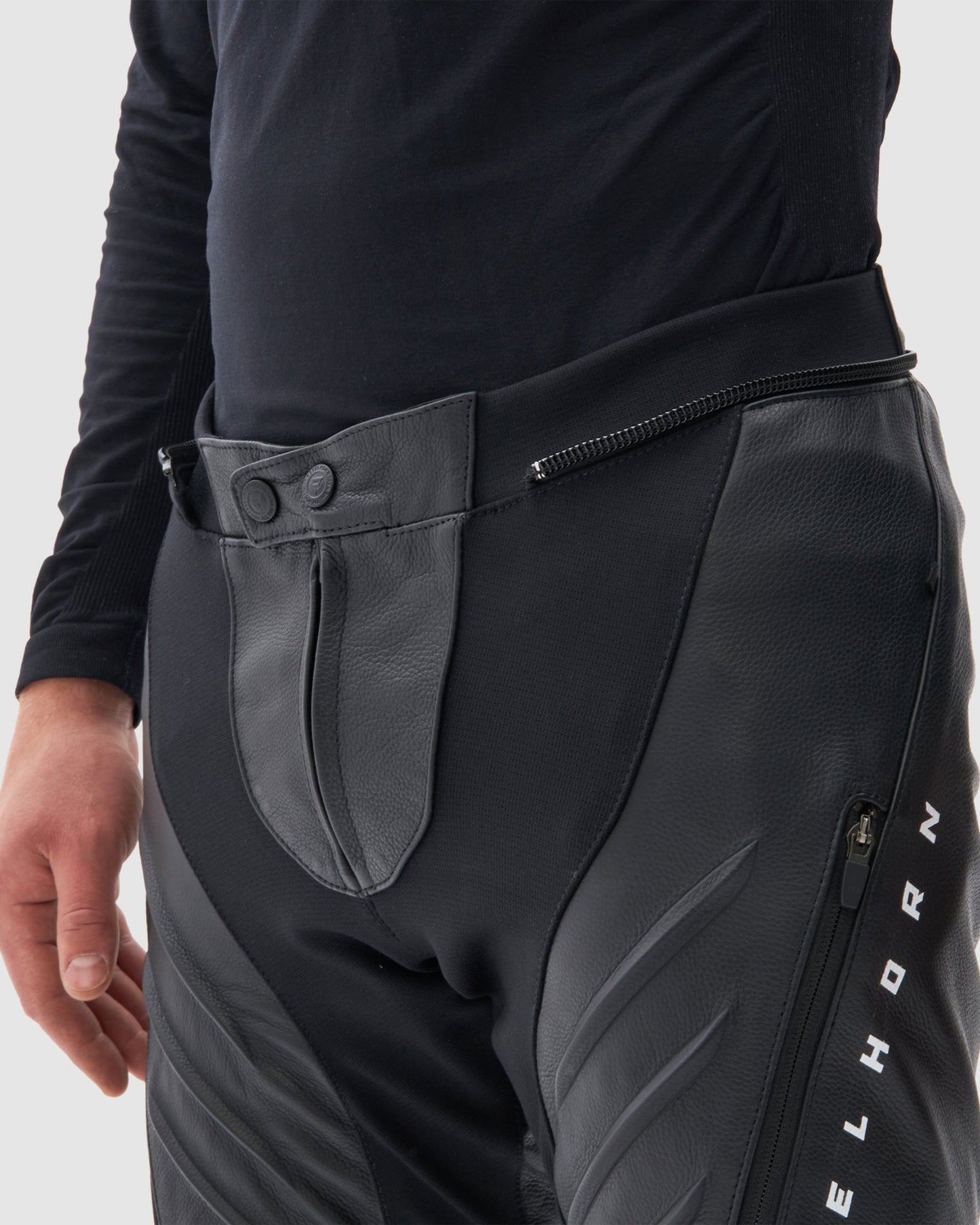 Veloce Leder-Motorradhose Schwarz