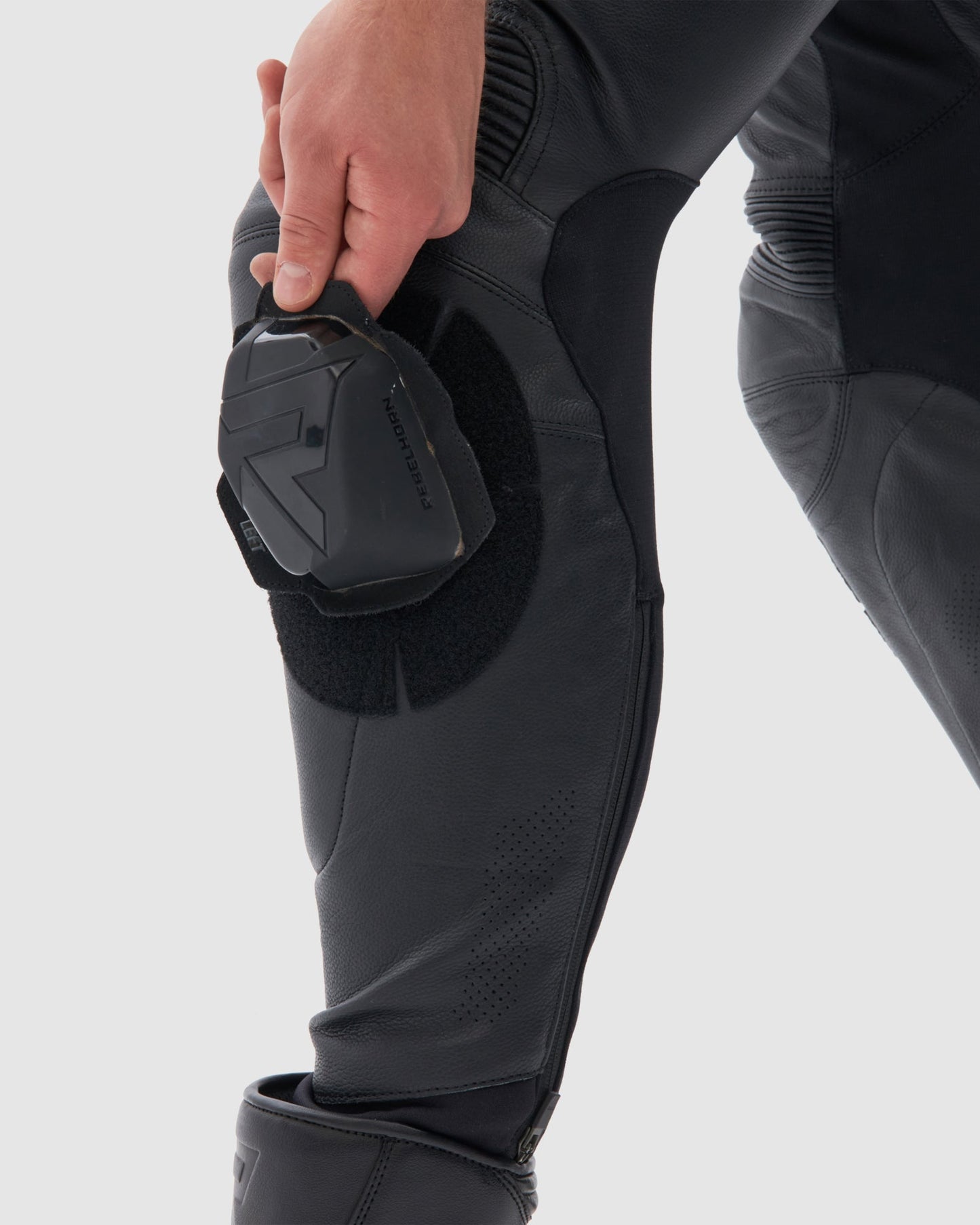 Veloce Leder-Motorradhose Schwarz