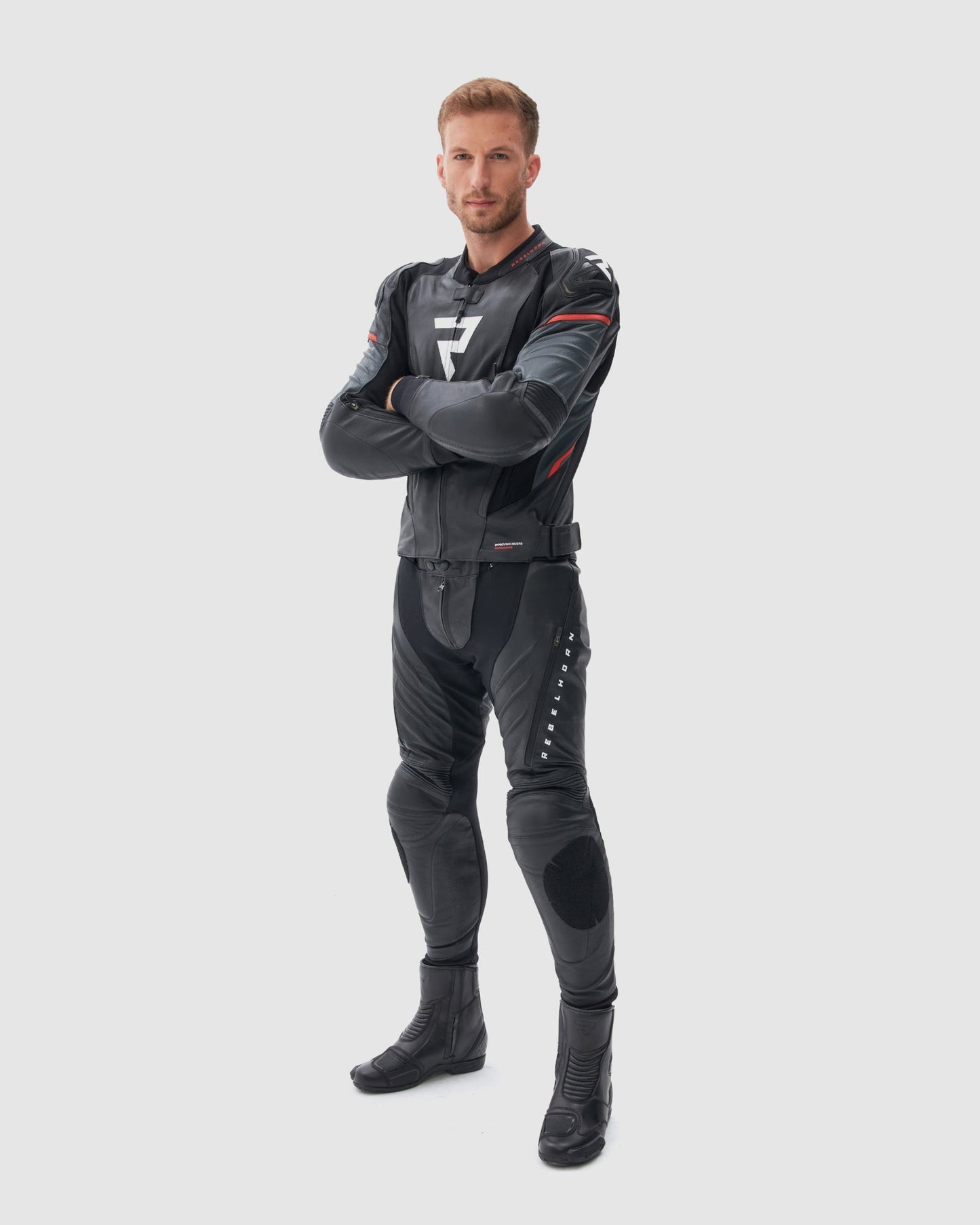 Veloce Leder-Motorradhose Schwarz