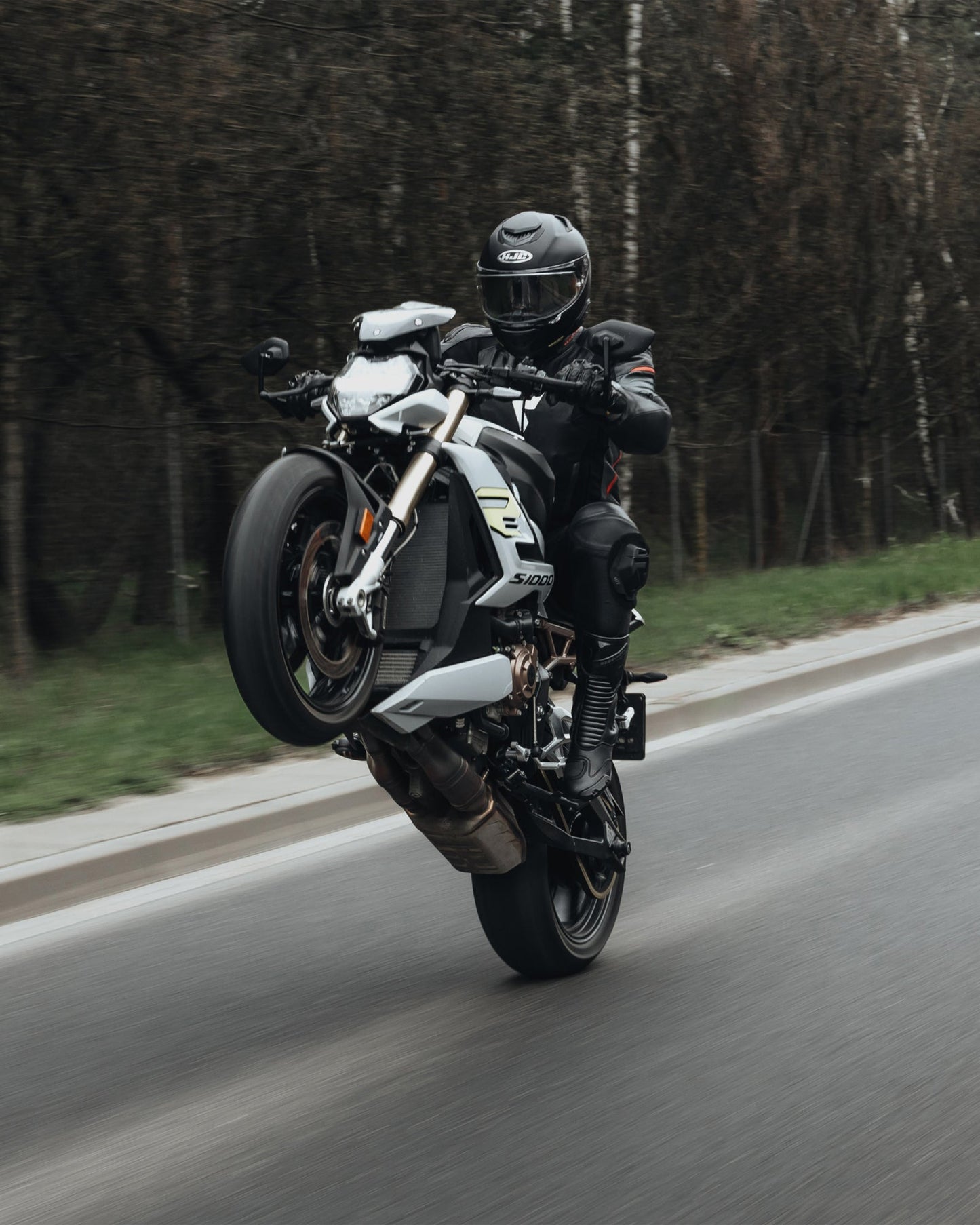 Veloce Leder-Motorradhose Schwarz