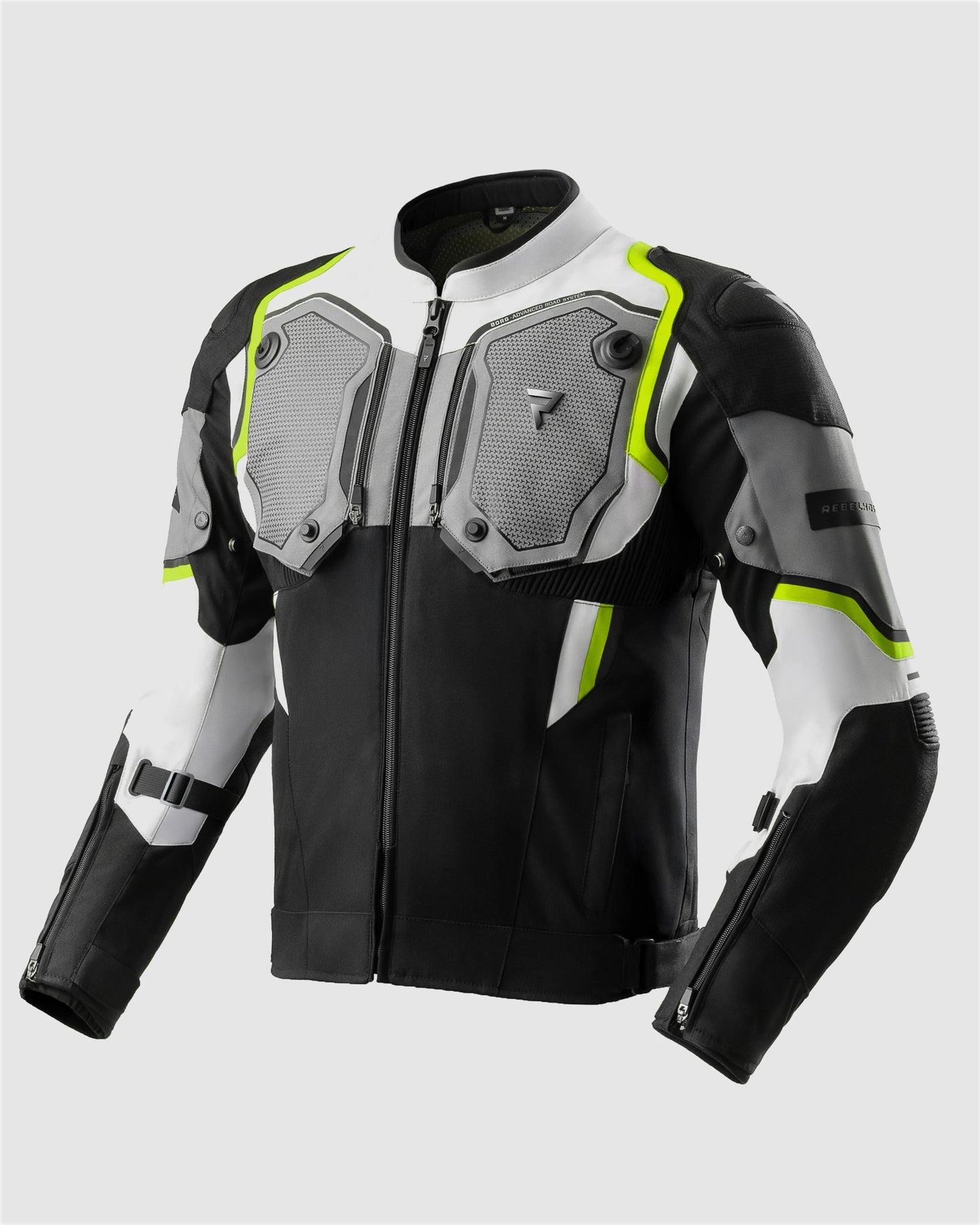 Borg II Motorradjacke Schwarz Grau Fluo Gelb