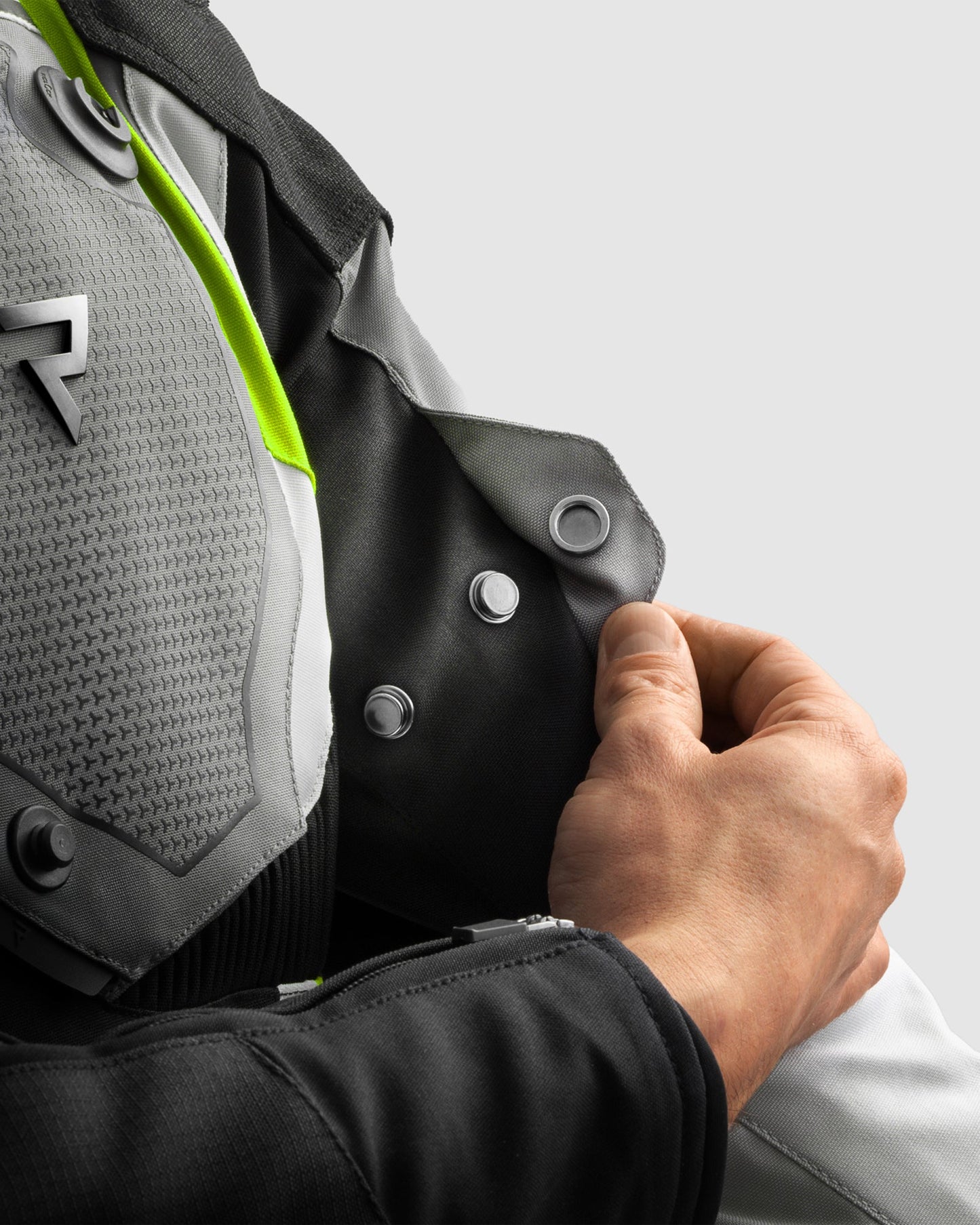 Borg II Motorradjacke Schwarz Grau Fluo Gelb