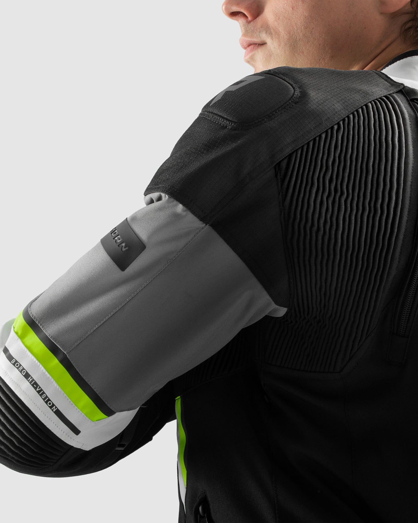 Borg II Motorradjacke Schwarz Grau Fluo Gelb