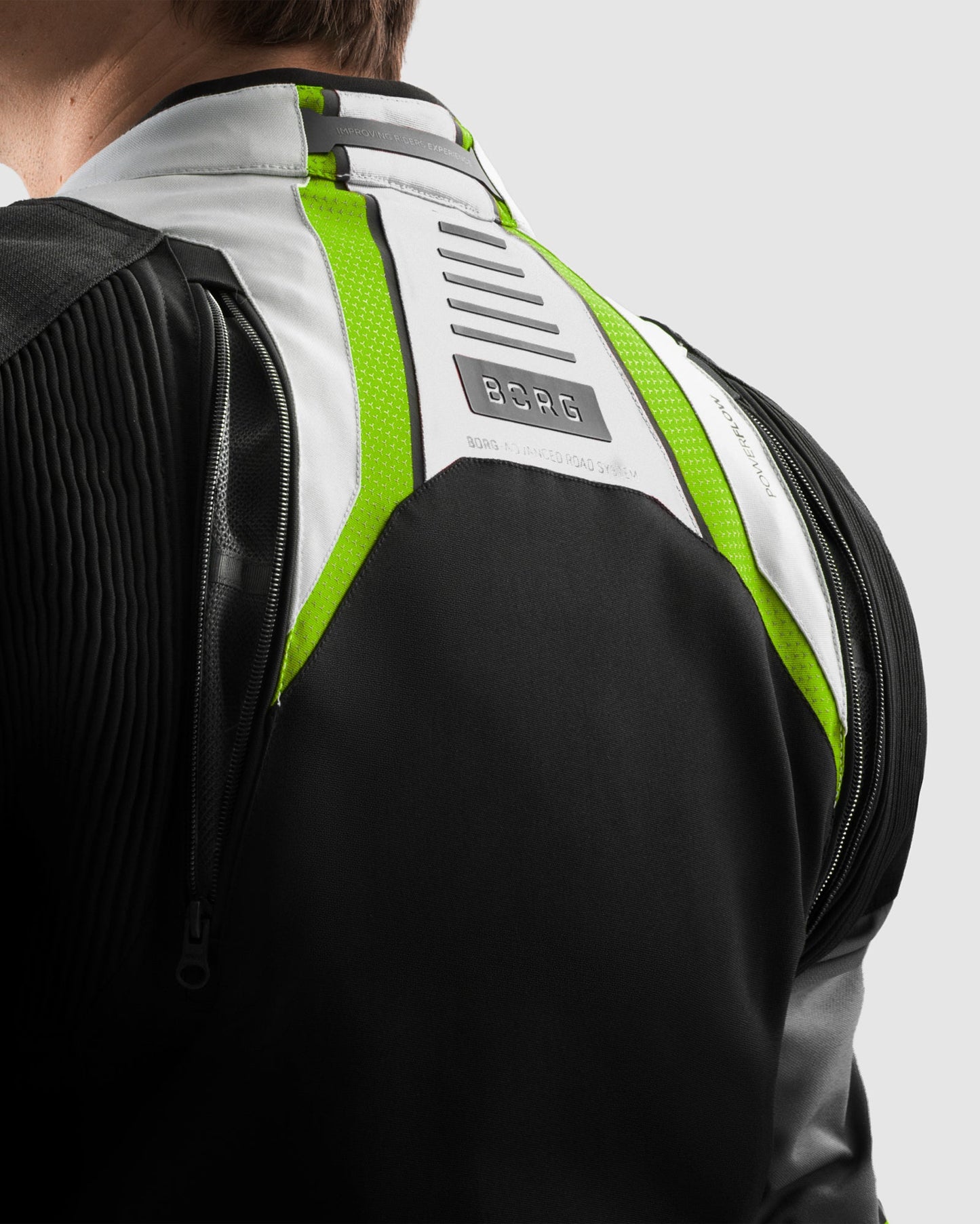 Borg II Motorradjacke Schwarz Grau Fluo Gelb