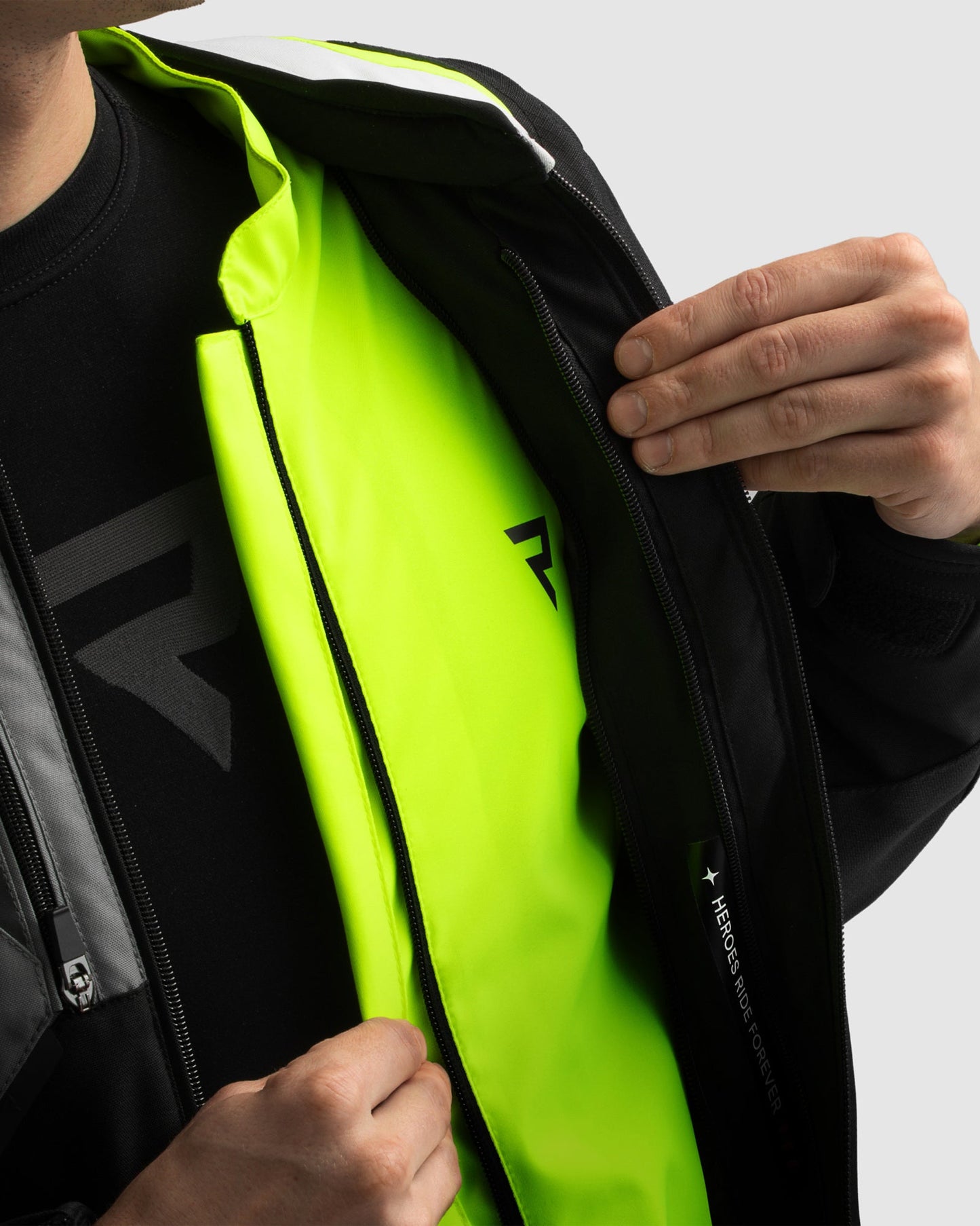 Borg II Motorradjacke Schwarz Grau Fluo Gelb