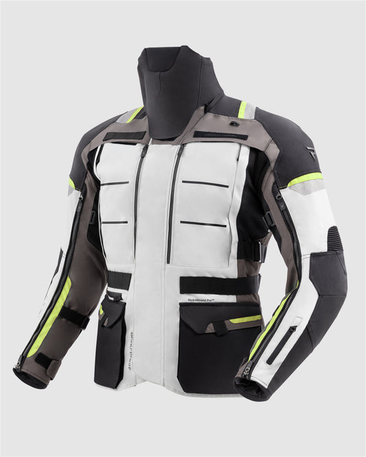 Cubby V Motorradjacke Hellgrau, Neongelb