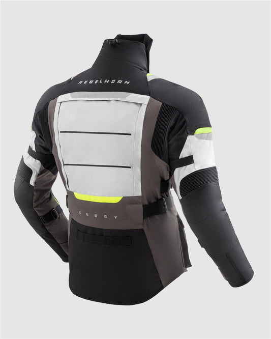 Cubby V Motorradjacke Hellgrau, Neongelb