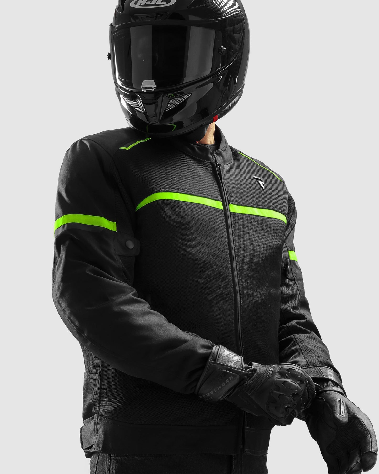 Echo Motorradjacke Schwarz, Neongelb
