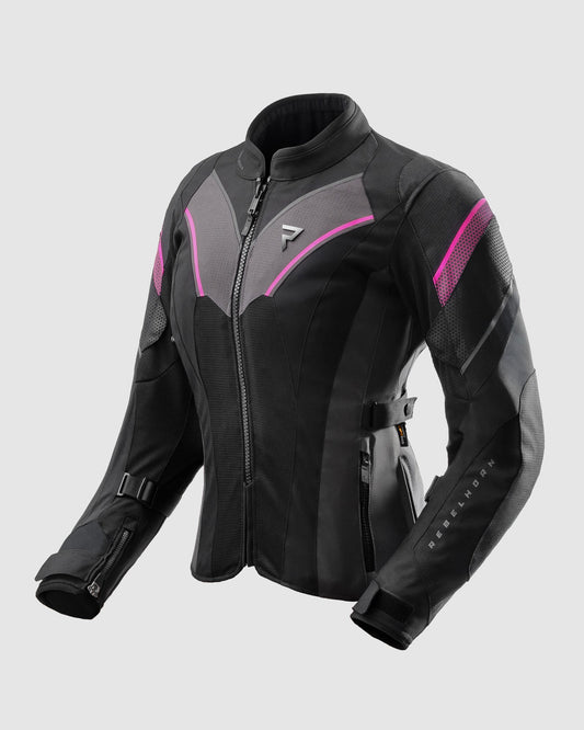 Hiflow V Damen Motorradjacke Schwarz, Rosa