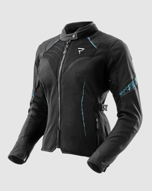 Jax Damen Motorradjacke Blau Lagune