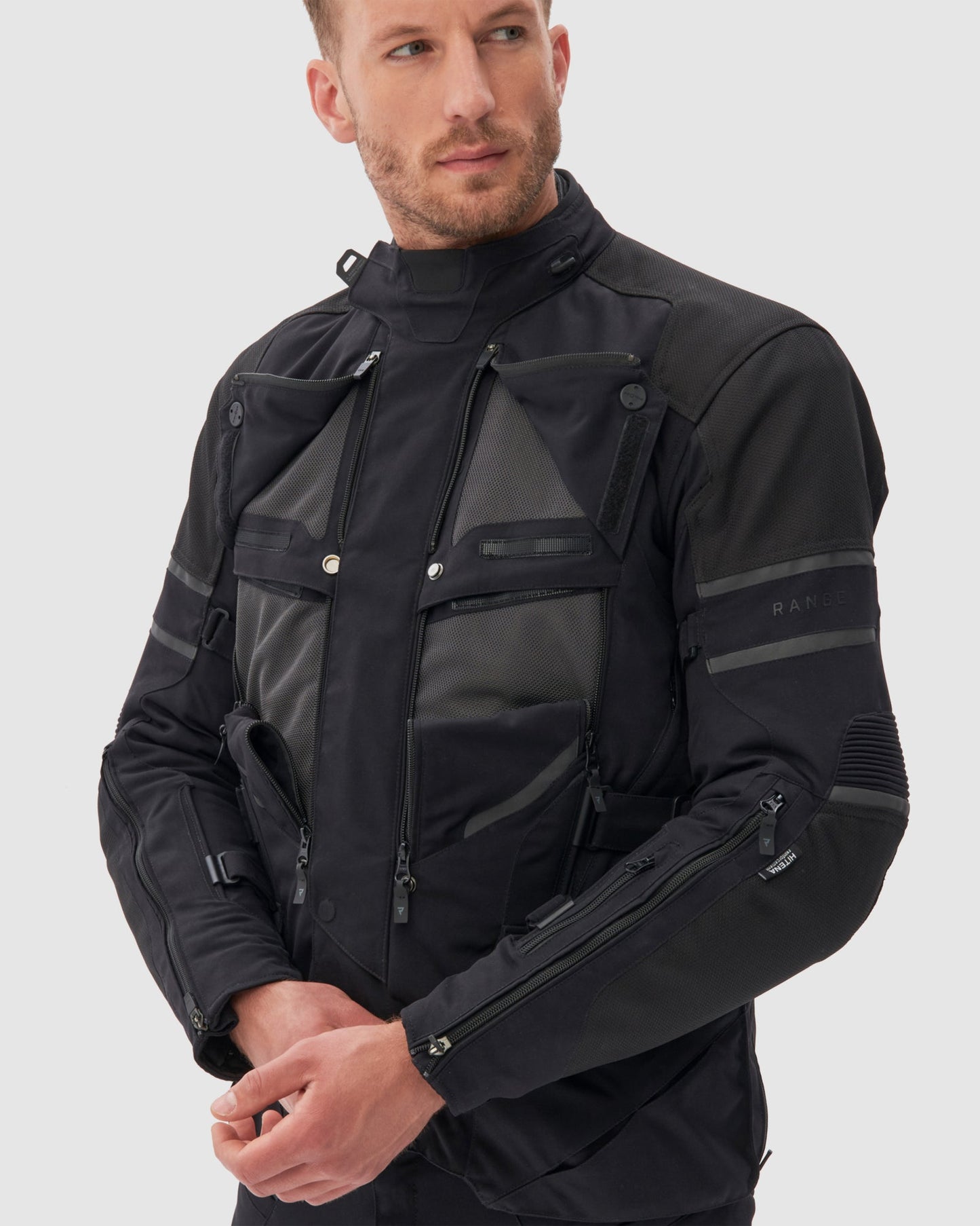 Range Motorradjacke Schwarz