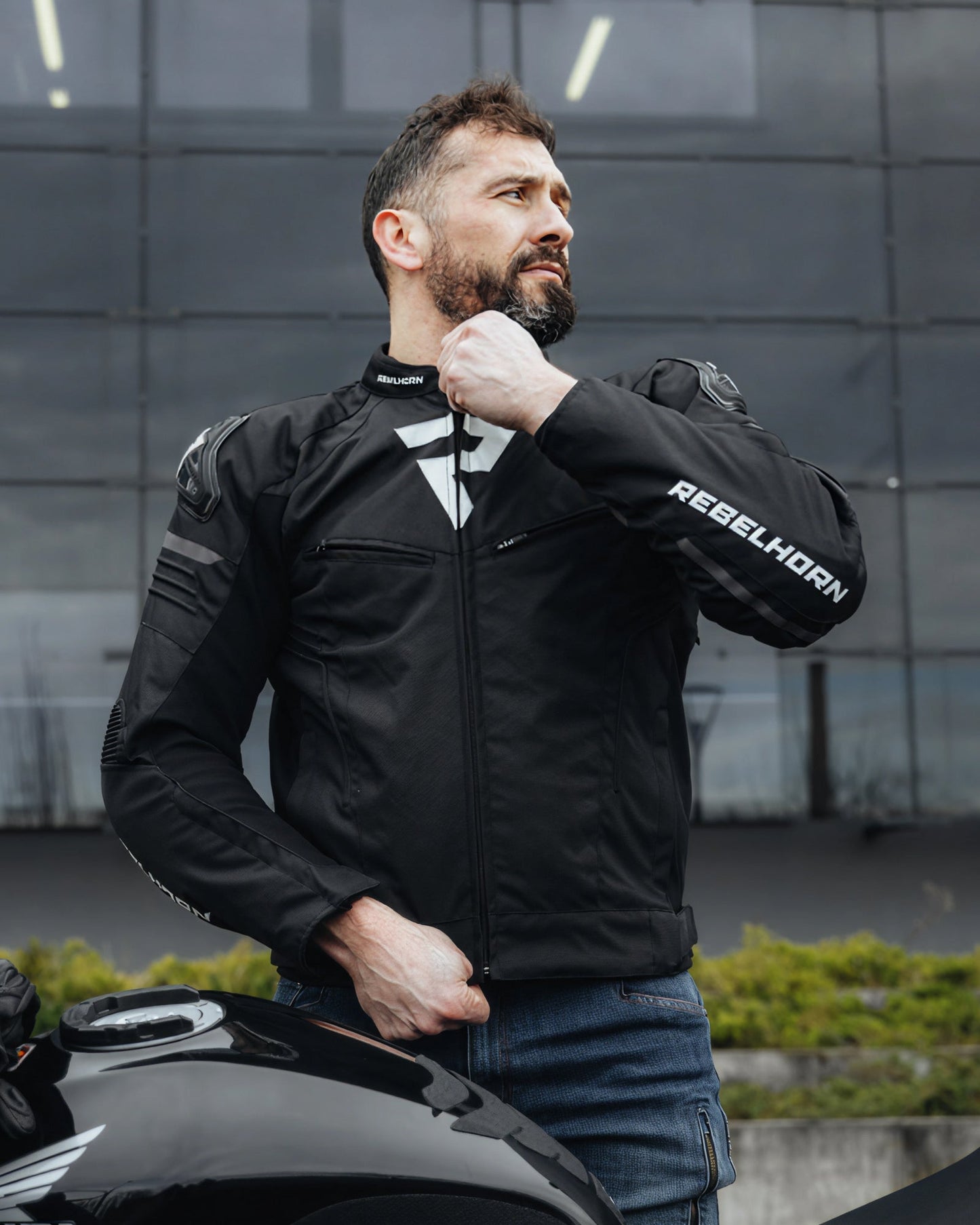 Vandal Motorradjacke Schwarz Weiß