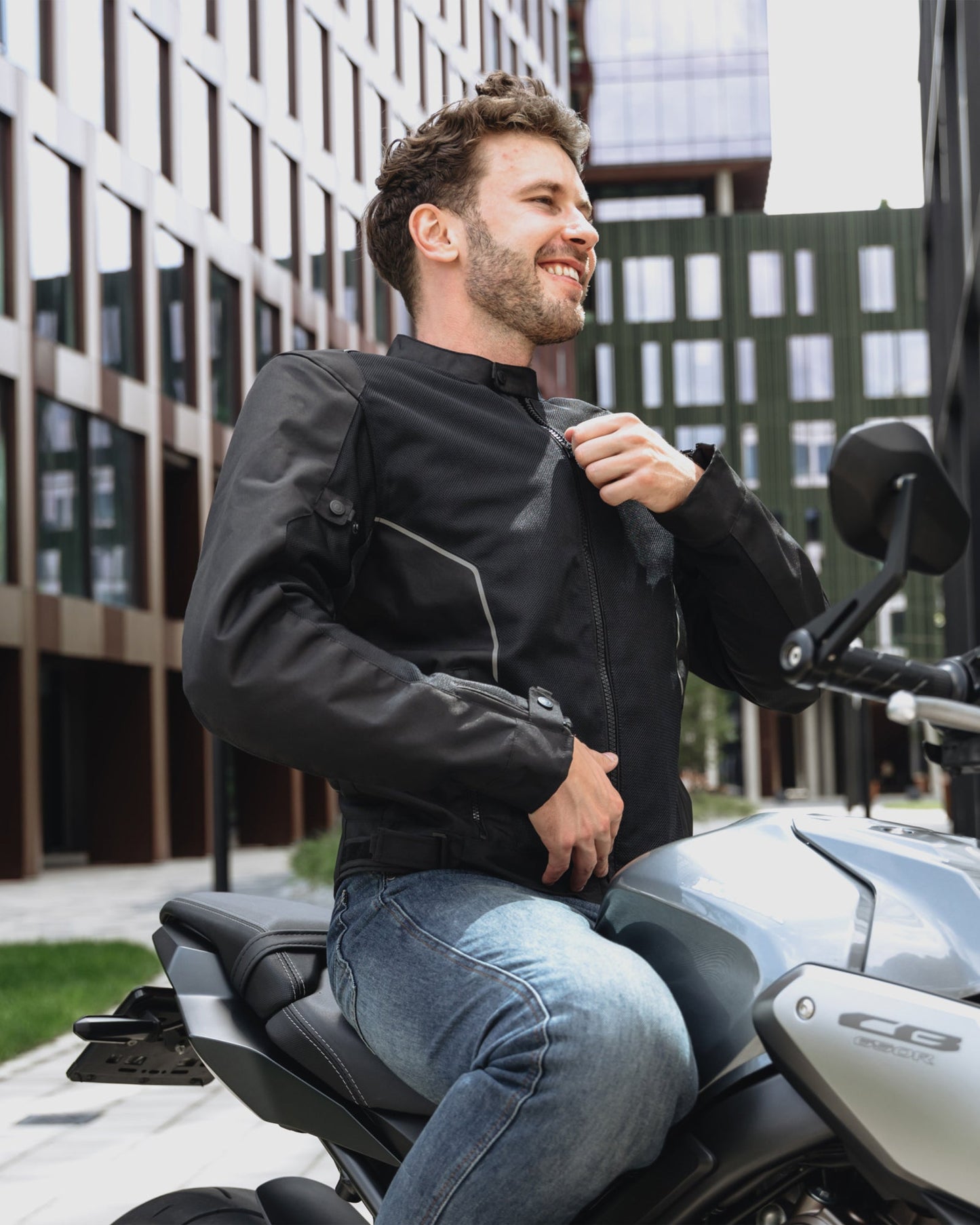 Wave Motorradjacke Schwarz