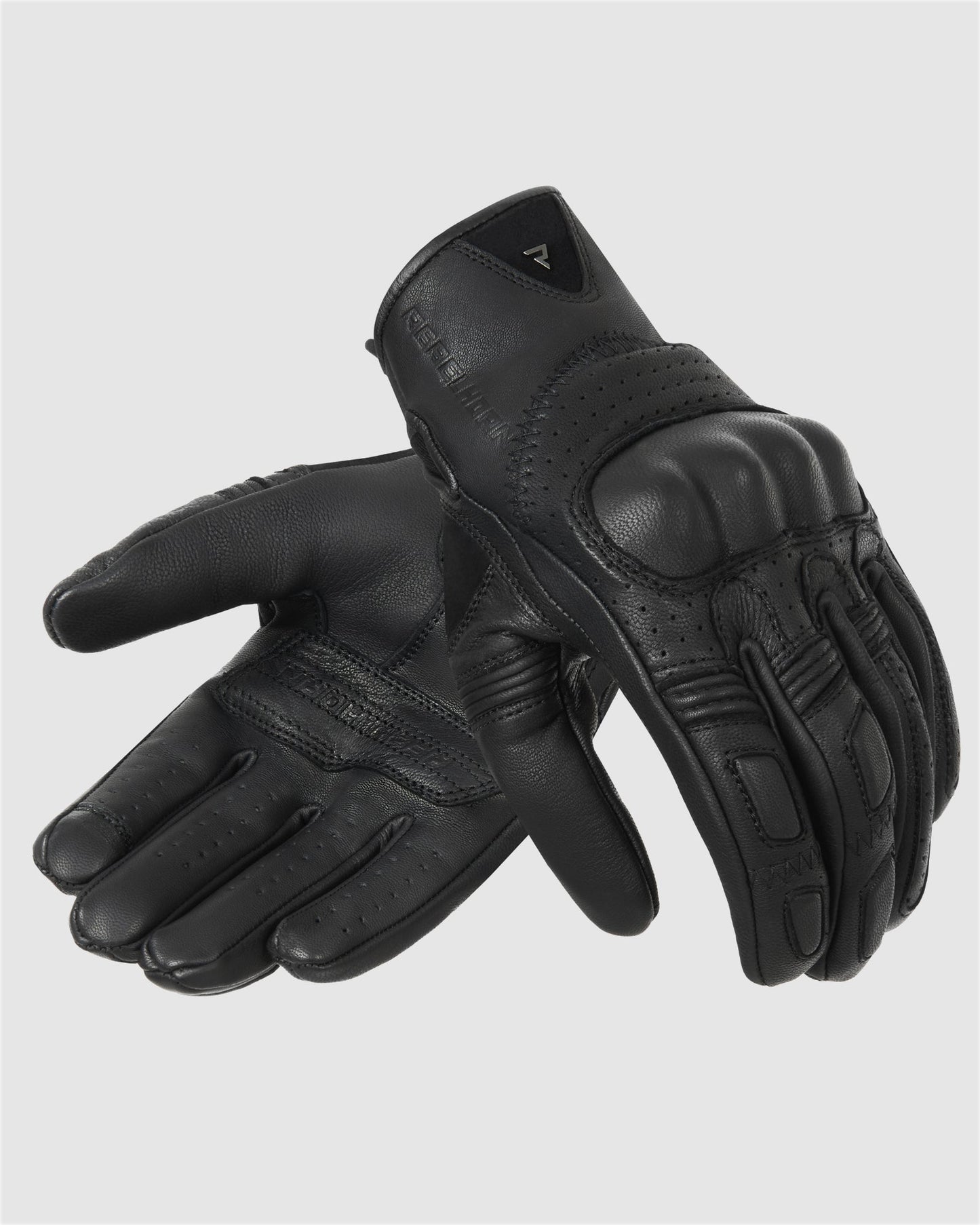Thug II Perforierte Motorradhandschuhe Schwarz